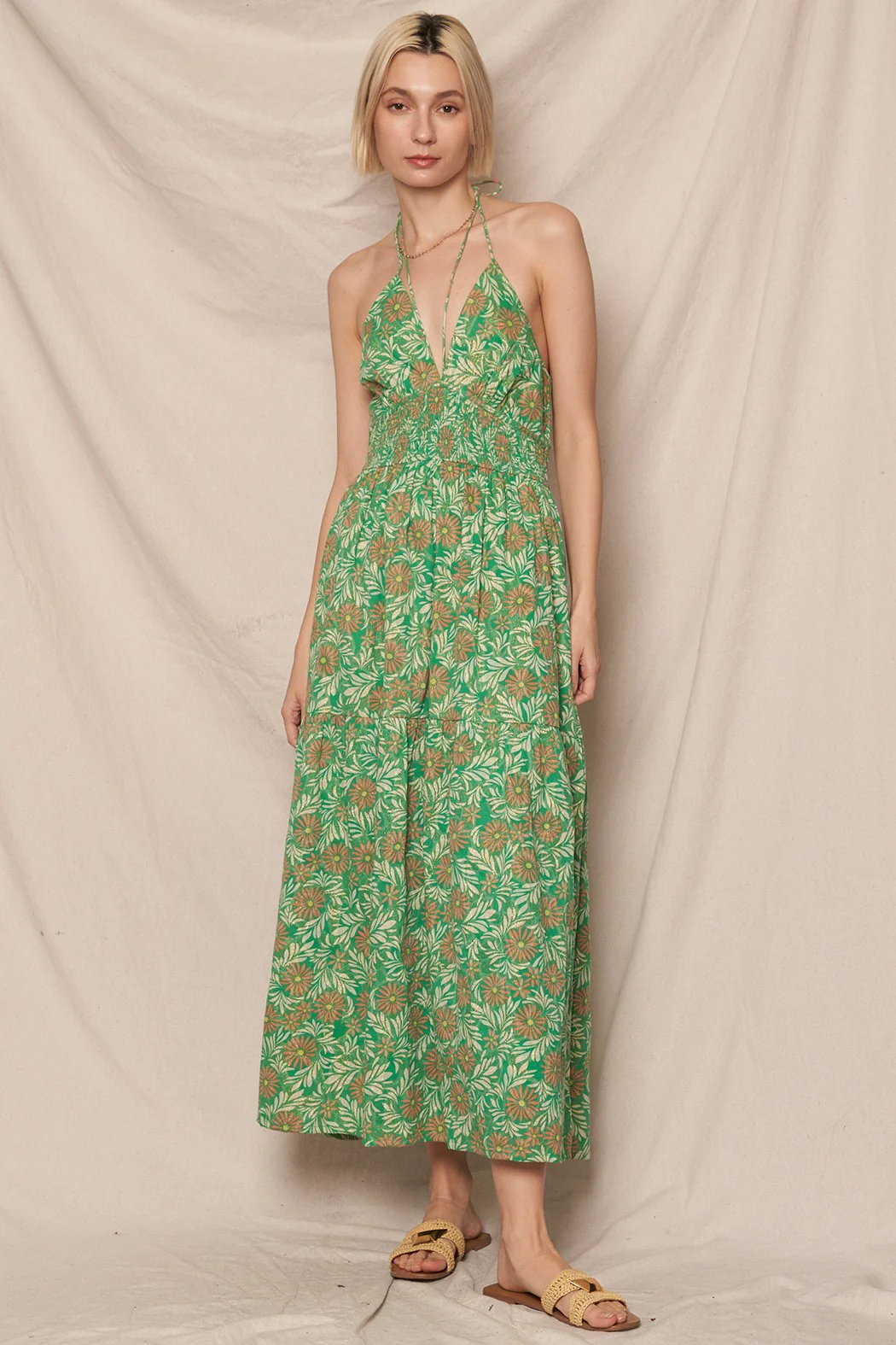 Lurex Floral Strappy Maxi Dress