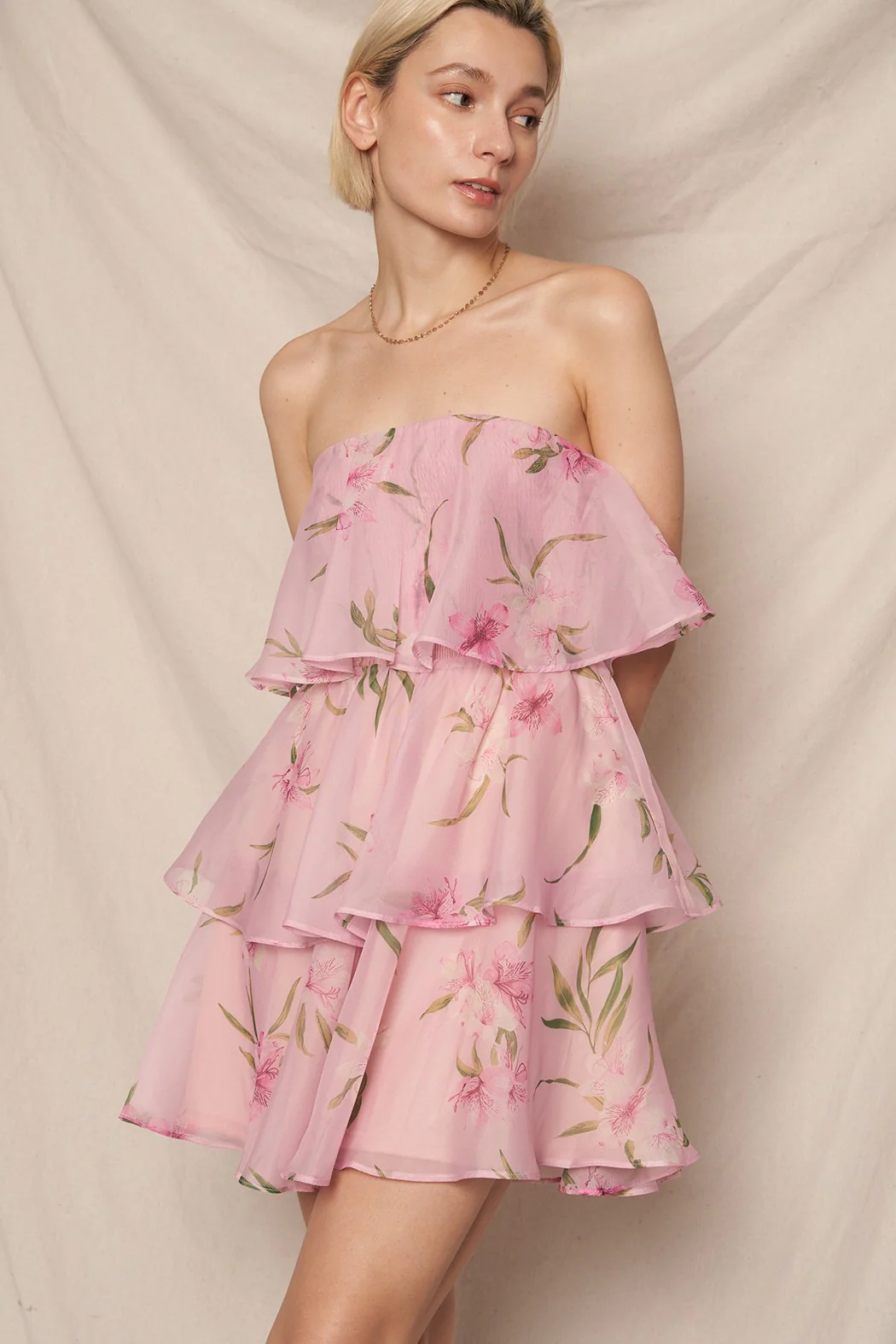 Gigi Light Pink Ruffle Tiered Dress