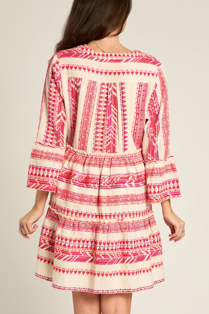 The City Embroidered Textured Mini Dress