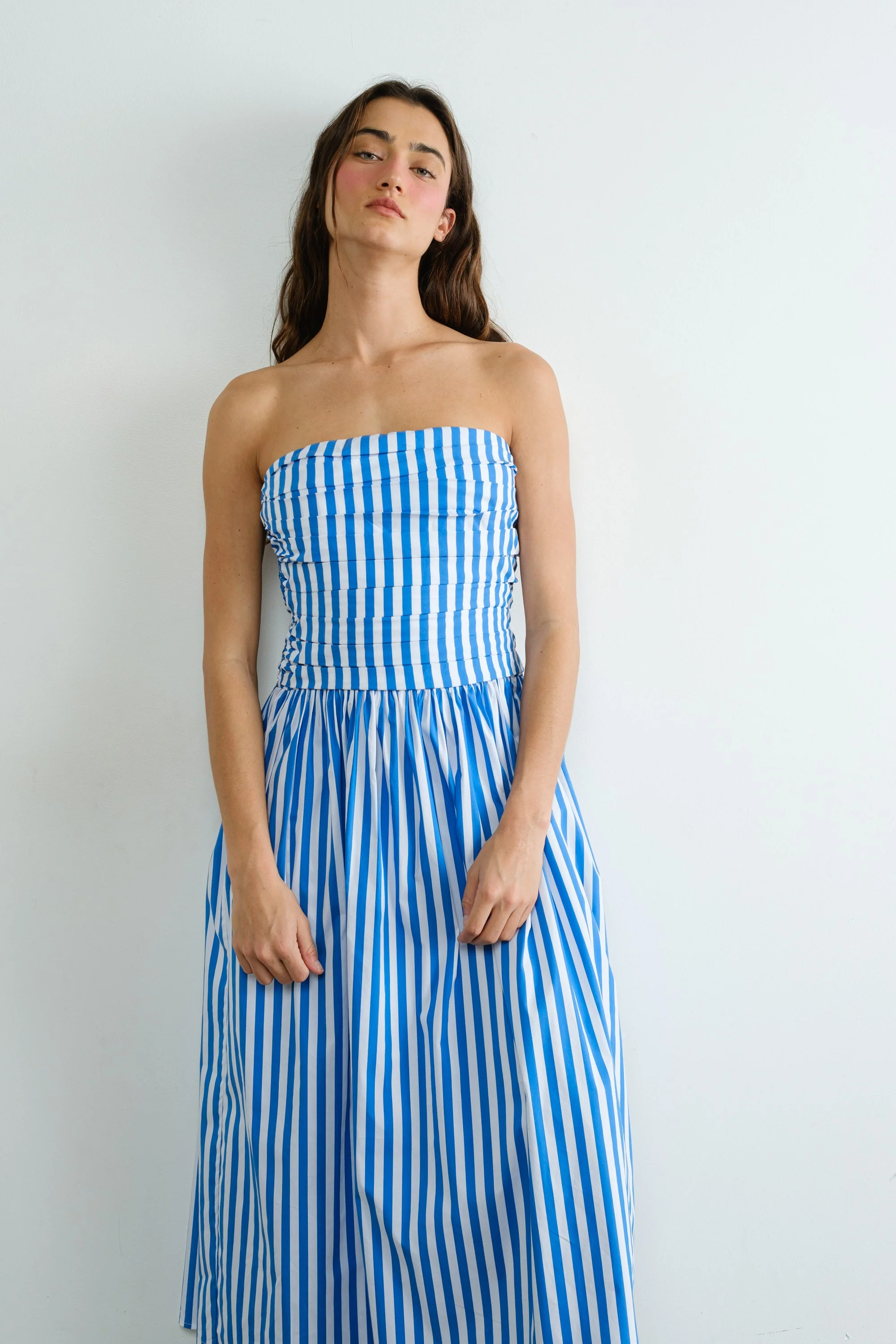 Beachside Striped Strapless Dress