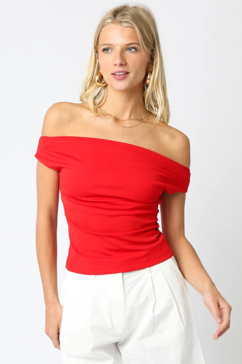 Bliss Off Shoulder Top in Red