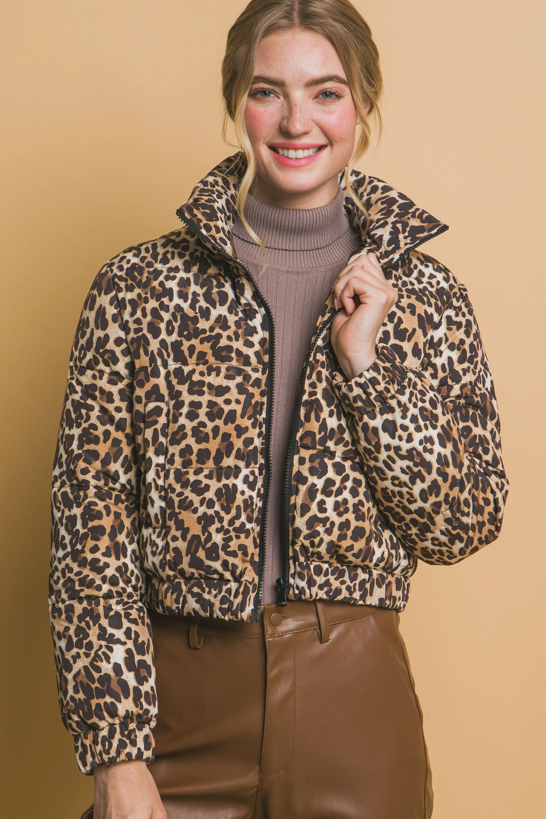 Animal Puffer Jacket in Camel FINAL SALE