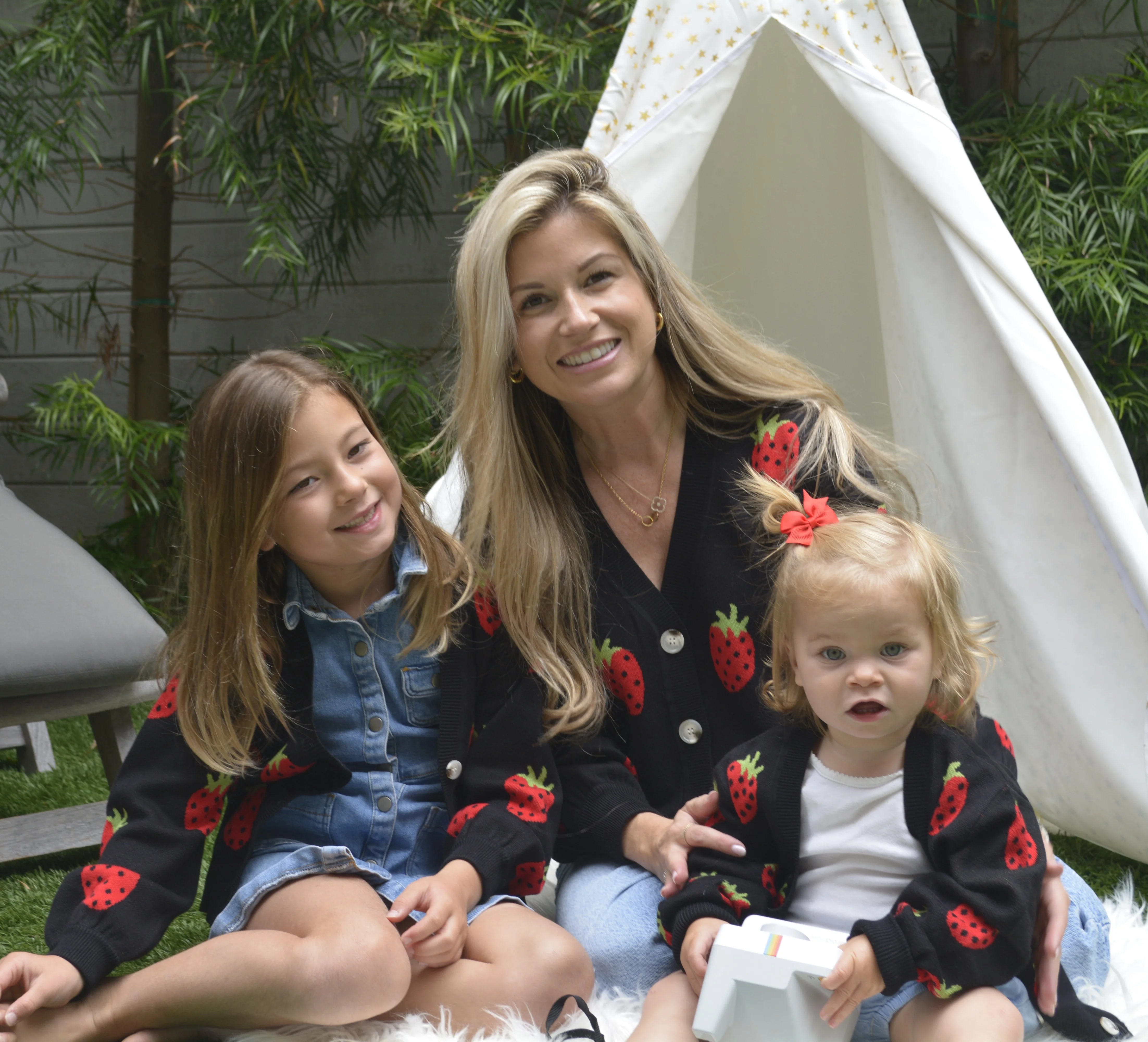 Mommy and Me Picking Strawberries Cardigan Sweater Mommy Daughter Bundle