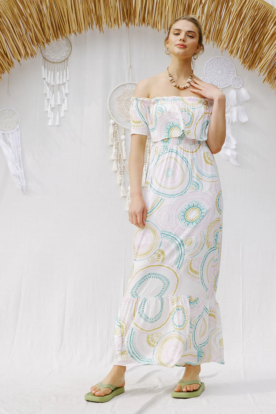 Circle in the Sand Off Shoulder Maxi dress FINAL SALE