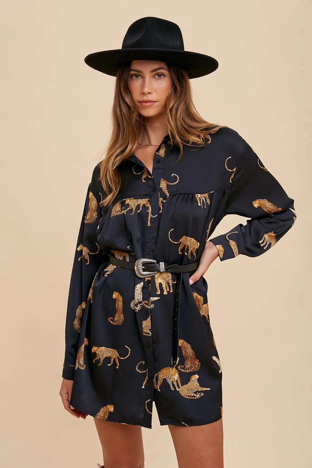 Running Wild Baby Doll Cheetah Dress in Black FINAL SALE