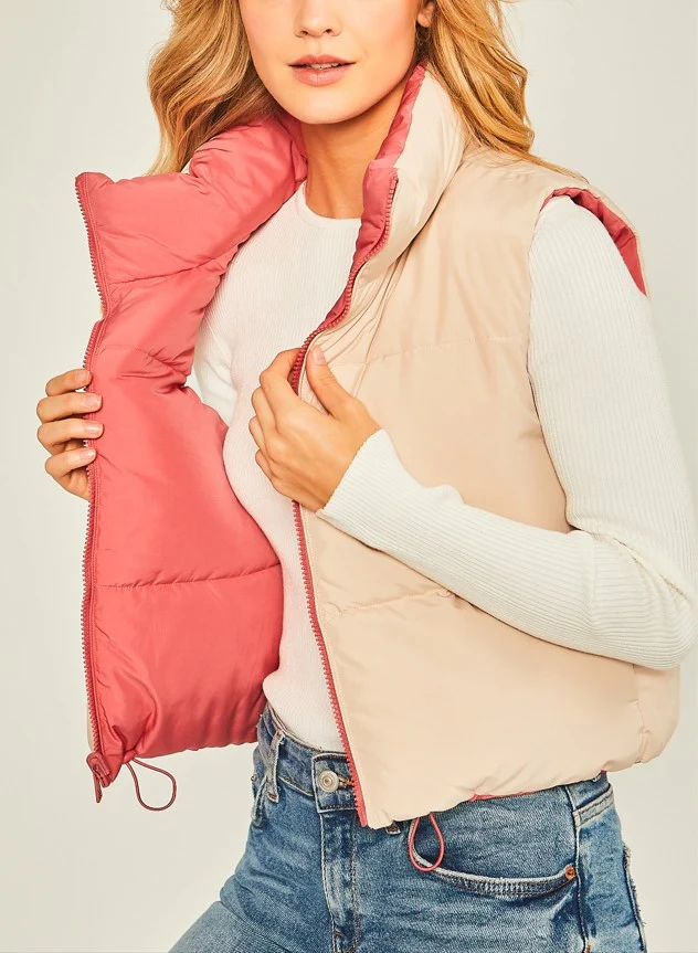 The Reversible Puffer Vest in Hibiscus FINAL SALE