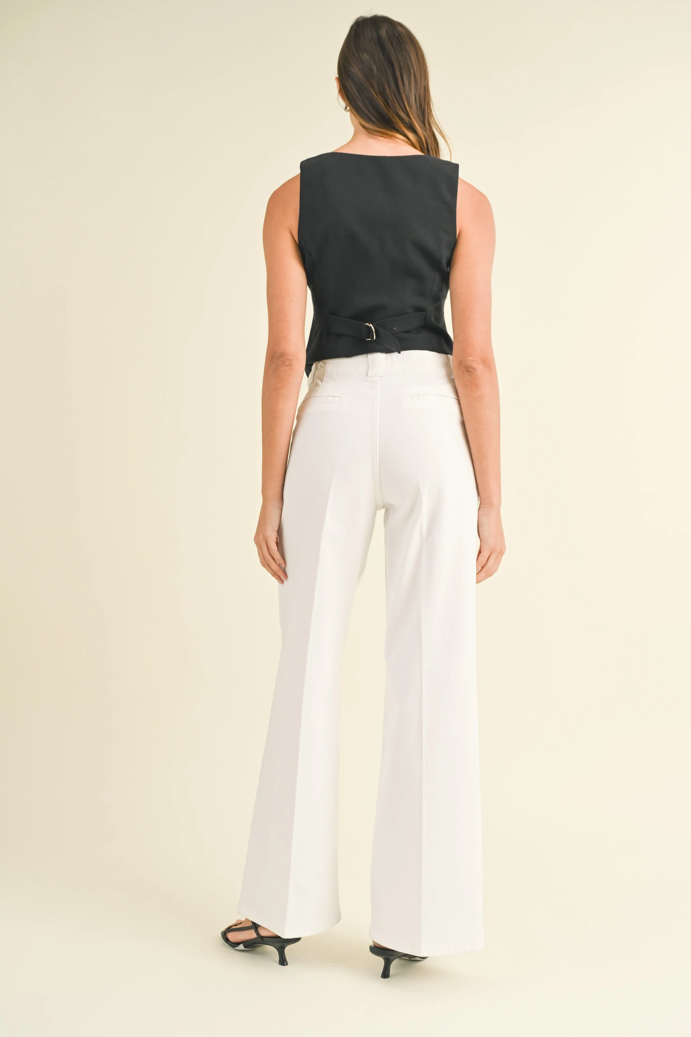 Annabelle Patch Pocket Wide Leg Jeans in White