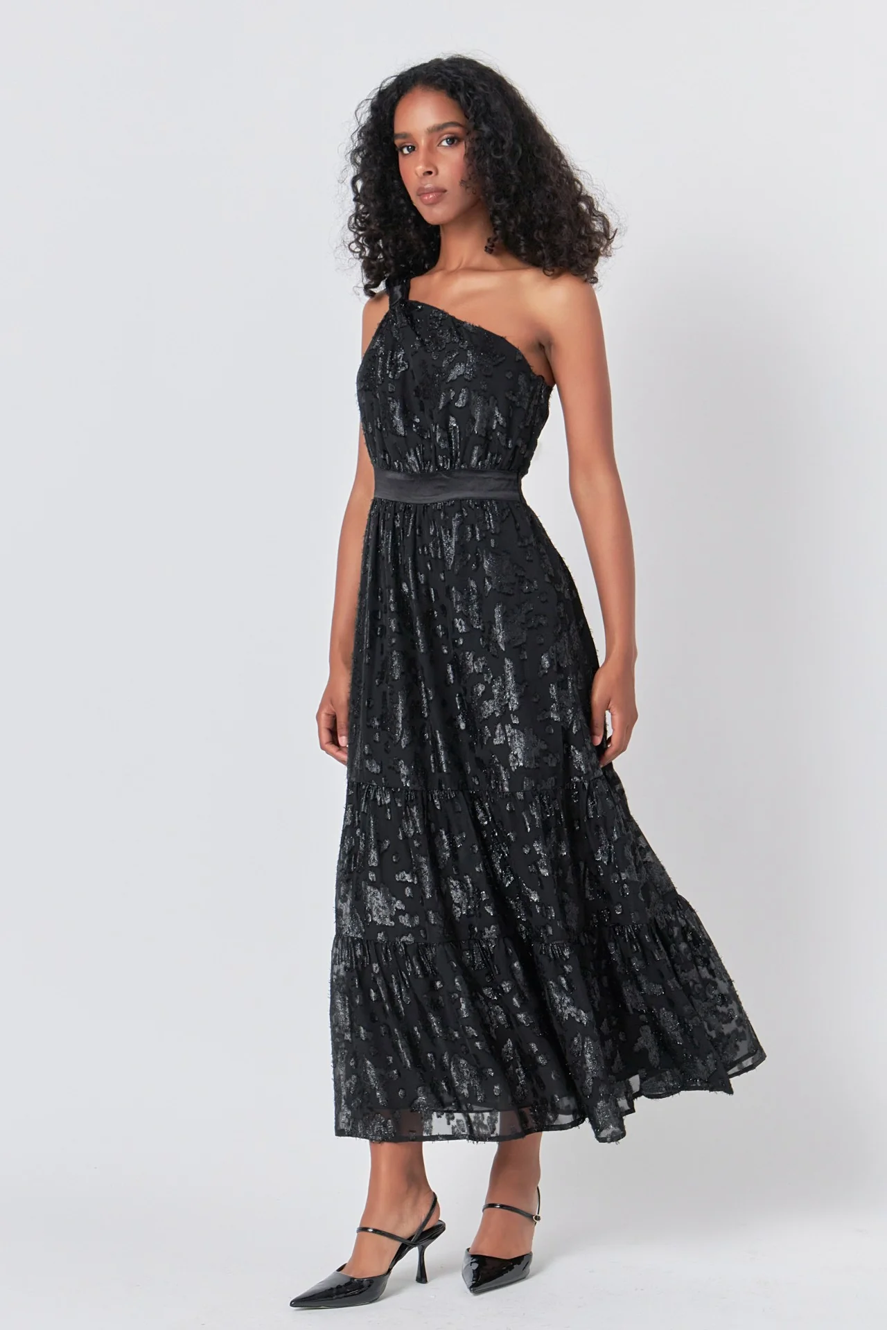 Adrianna One Shoulder Chiffon Maxi Dress FINAL SALE