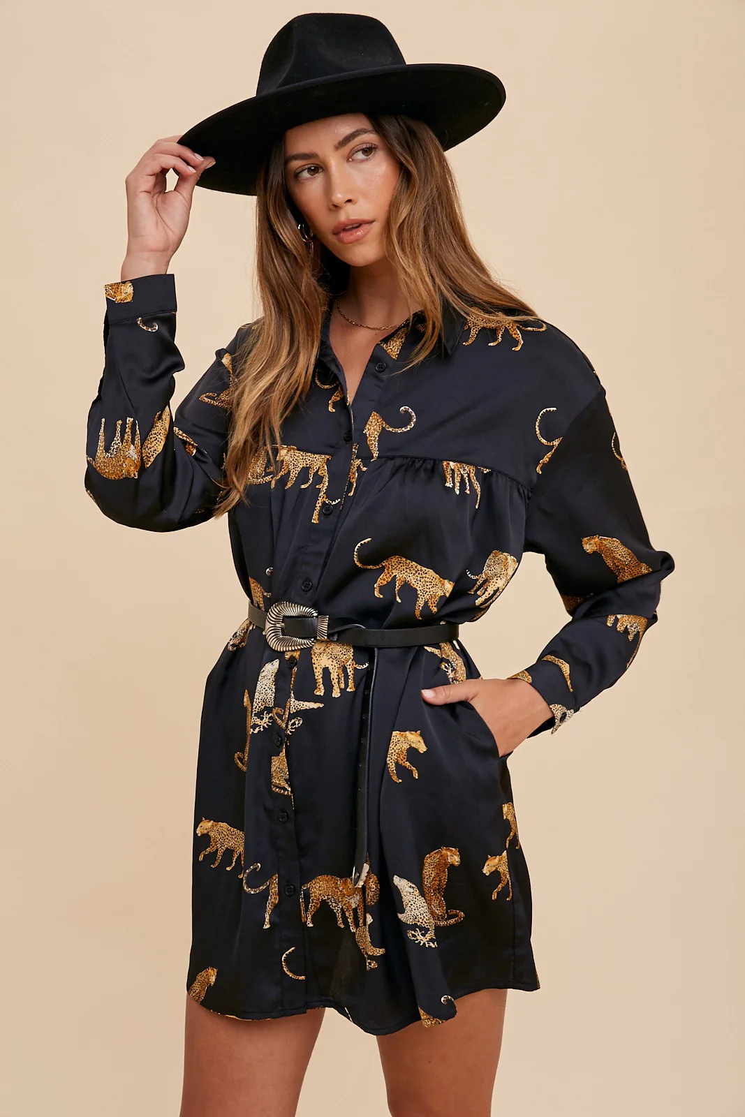 Running Wild Baby Doll Cheetah Dress in Black FINAL SALE