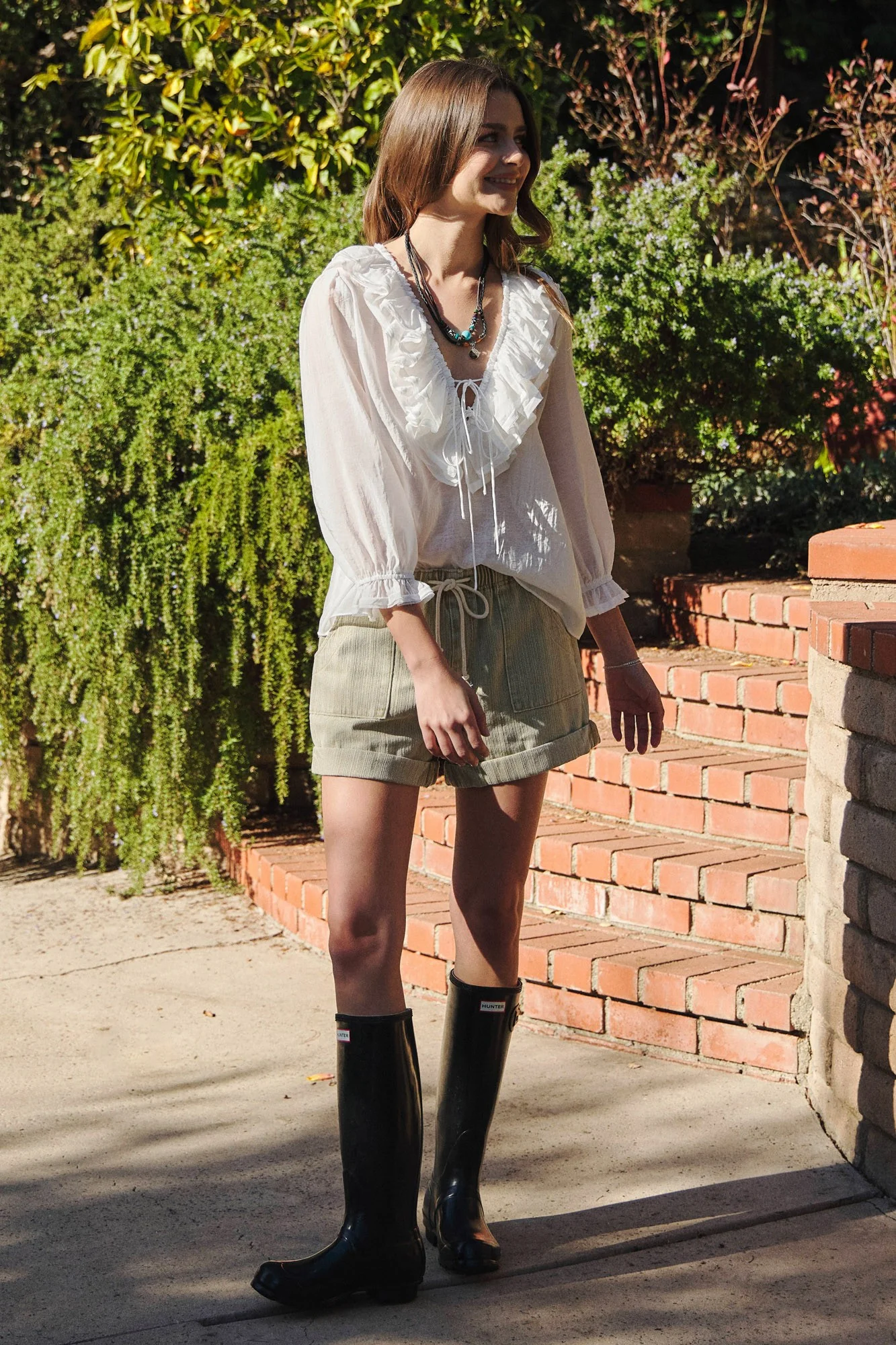 Ruffle Front Gauze Top