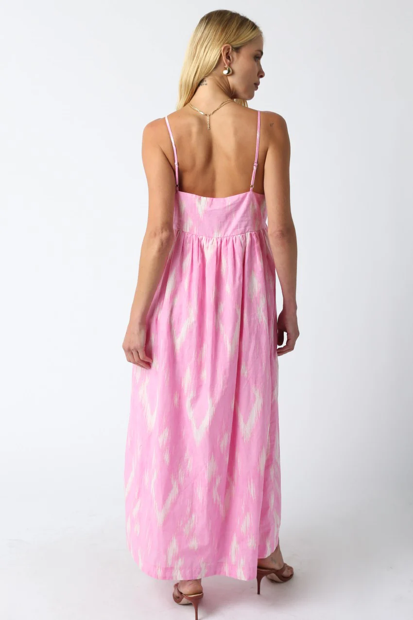 Soft Pink Ikat Maxi Dress