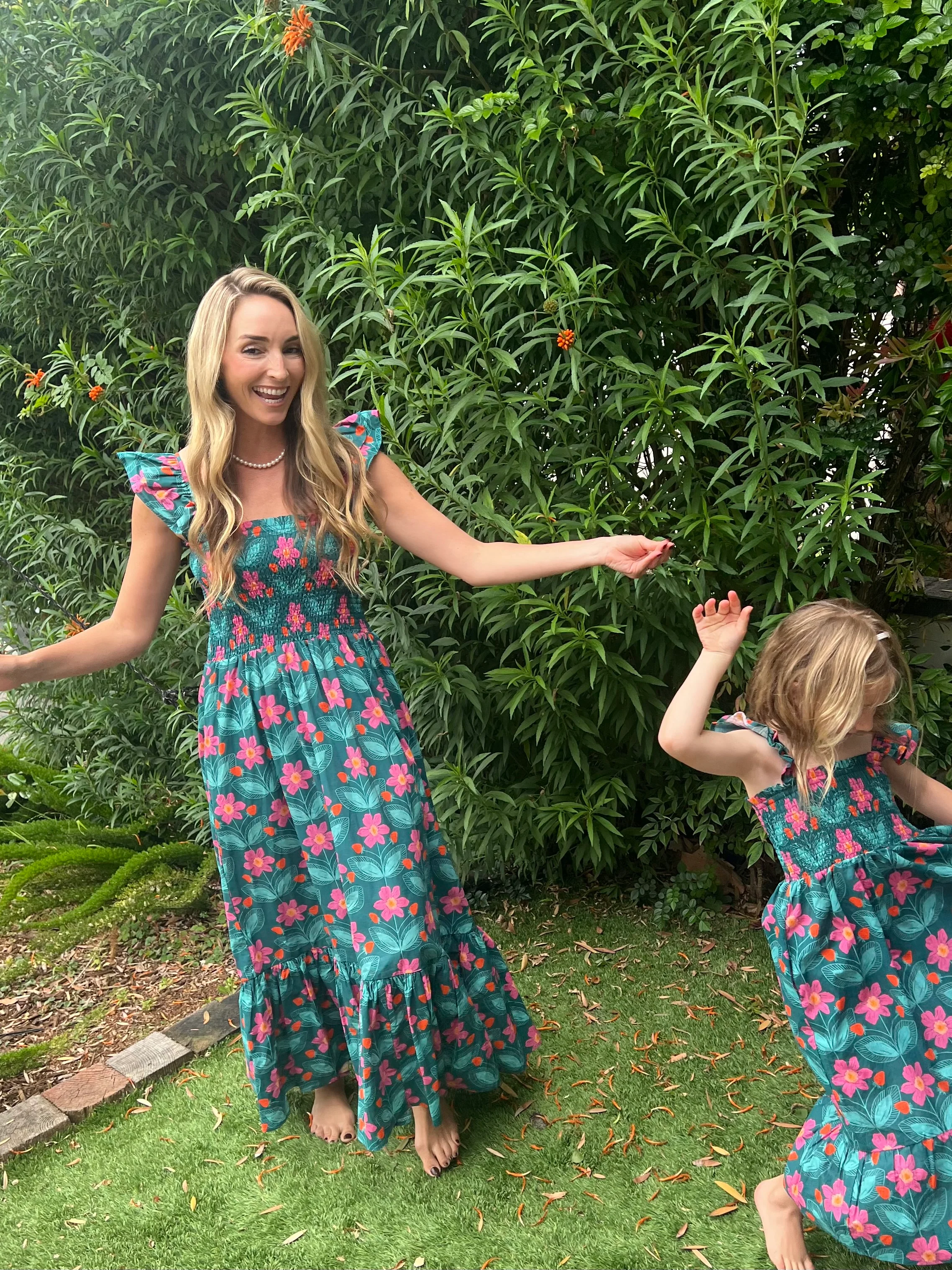 Mommy and Me Strawberry Fields Forever Smocked Top Dress Mommy Daughter Matching Bundle