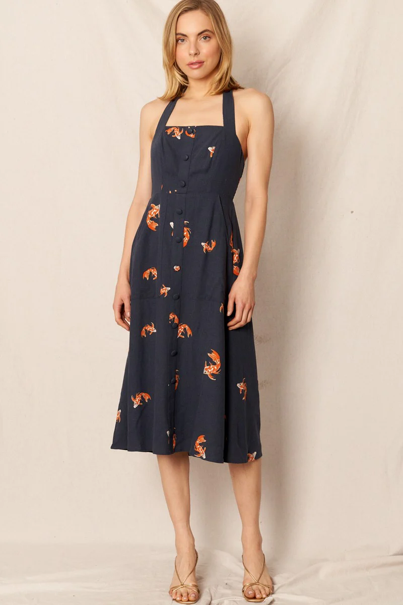 Koi Halter Midi Dress