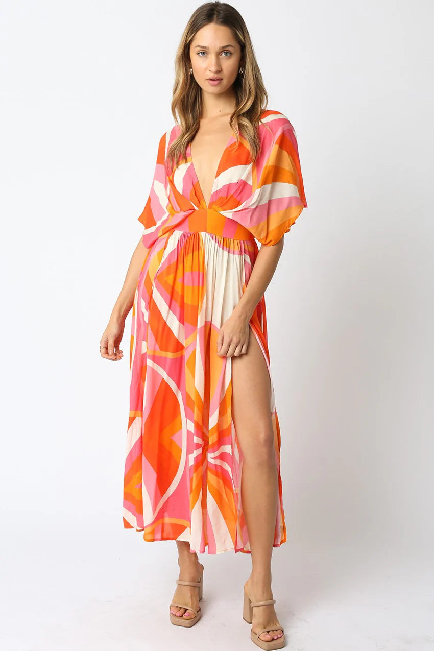 Palm Springs Deep V Maxi Dress