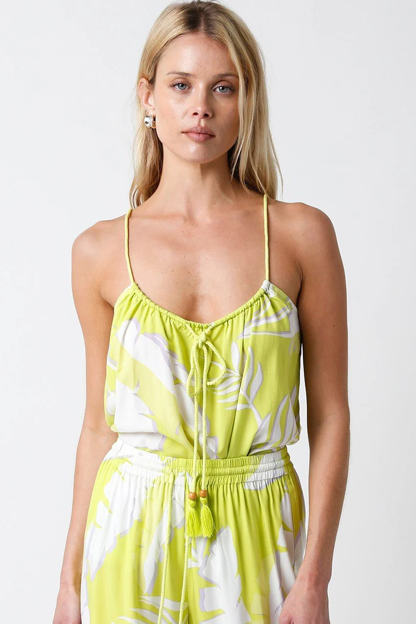 Lemon and Lime Tie Front Tank