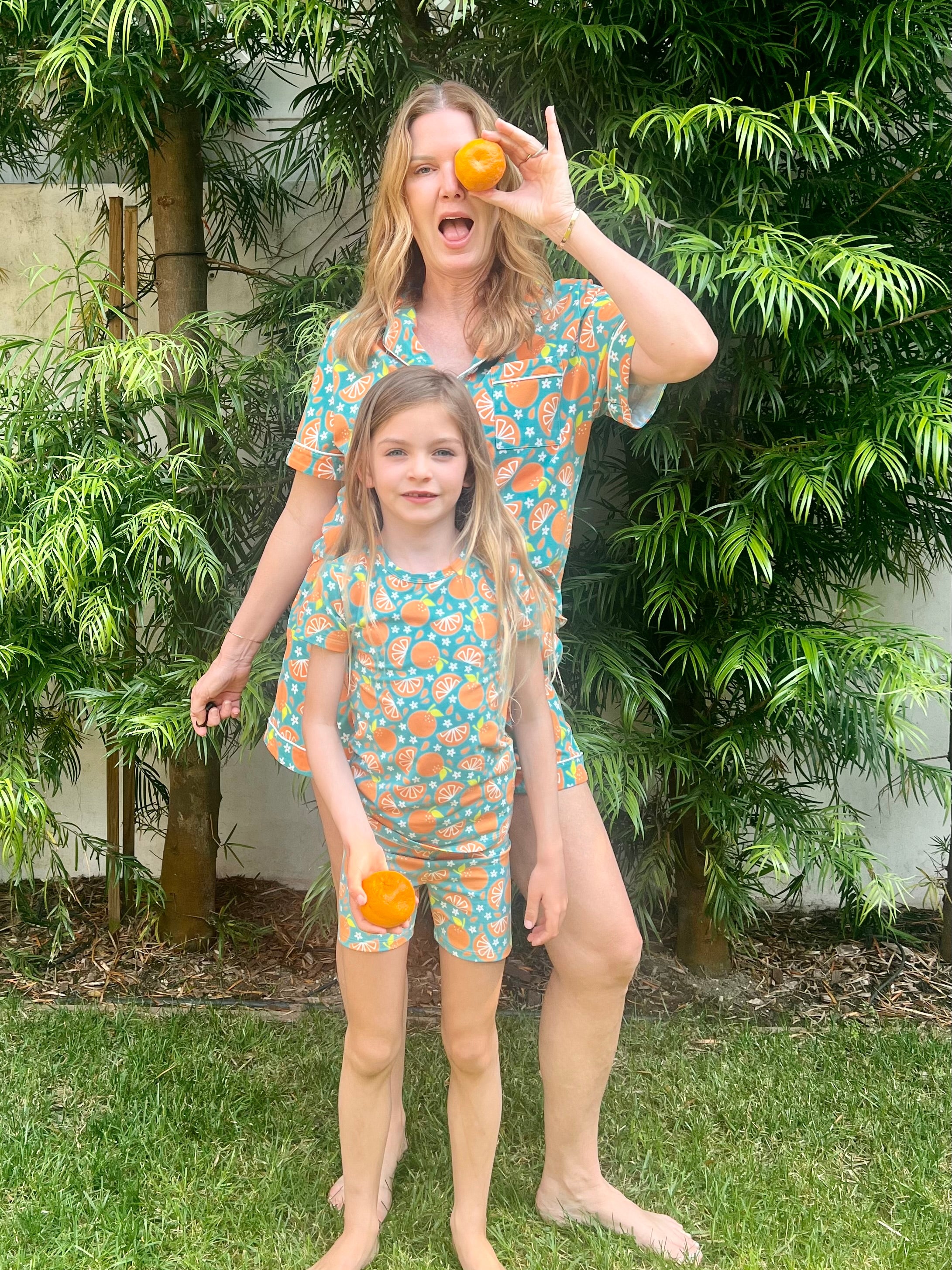Mommy and Me Orange Squeeze Pajama Mommy Daughter Bundle