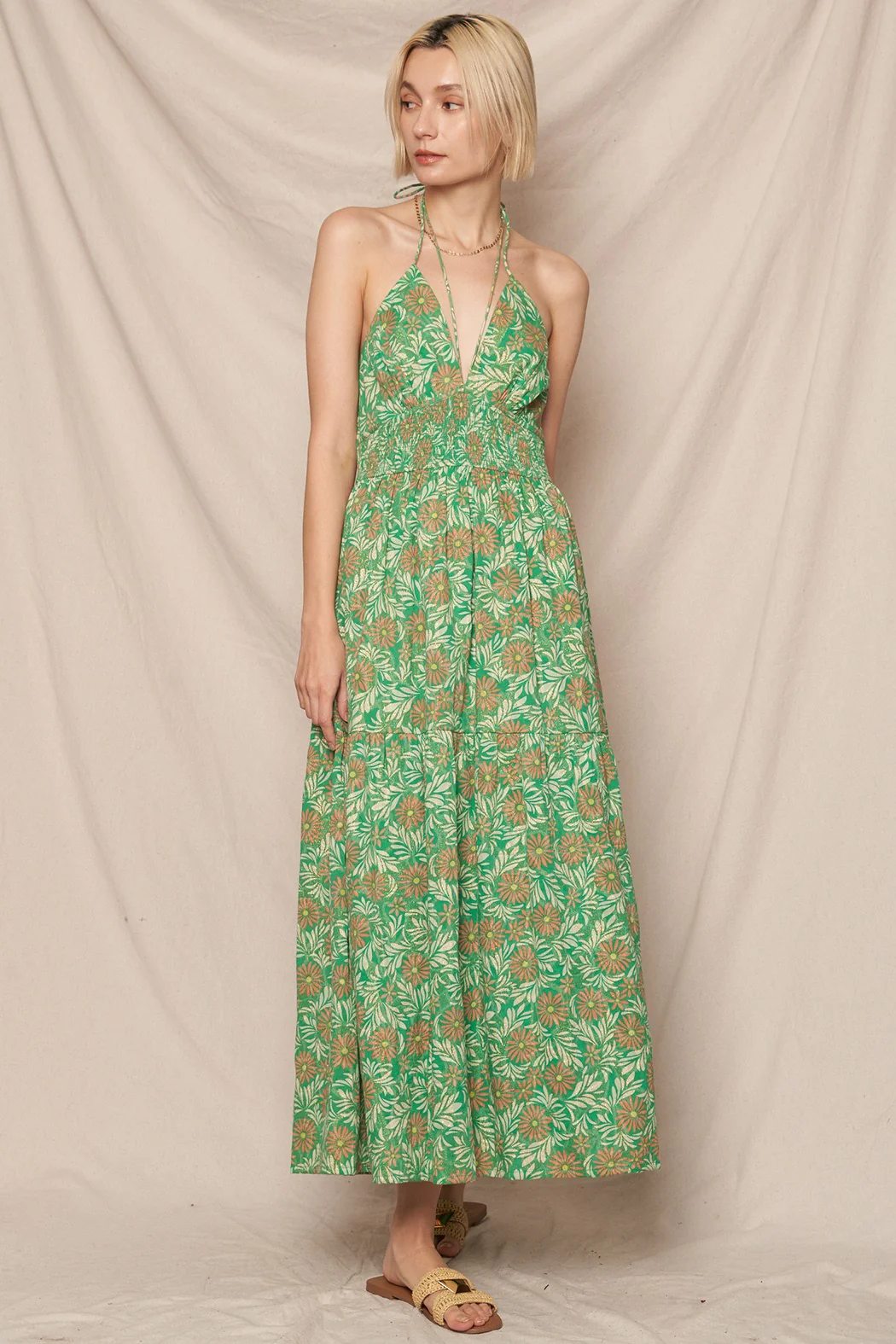 Lurex Floral Strappy Maxi Dress