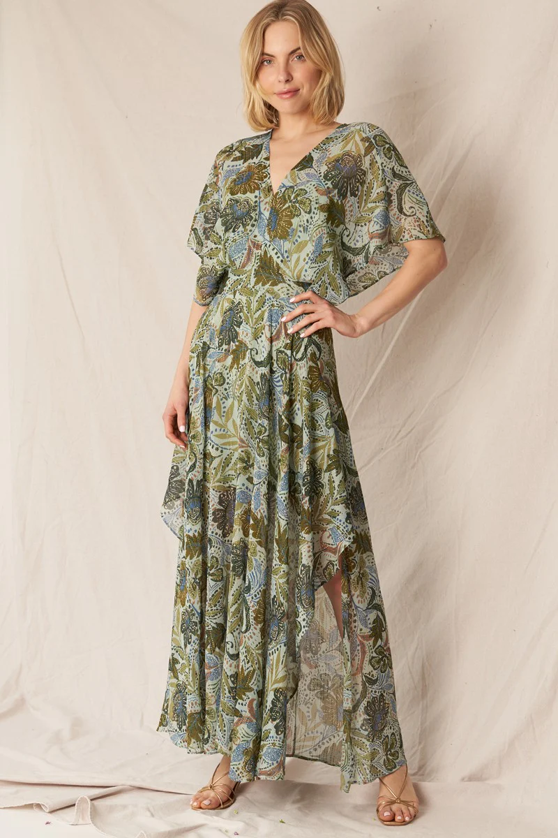 Enchanted Garden Metallic Maxi Dress