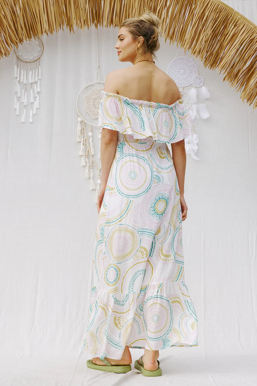 Circle in the Sand Off Shoulder Maxi dress FINAL SALE