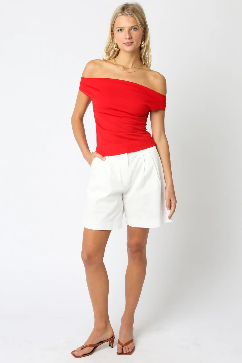 Bliss Off Shoulder Top in Red
