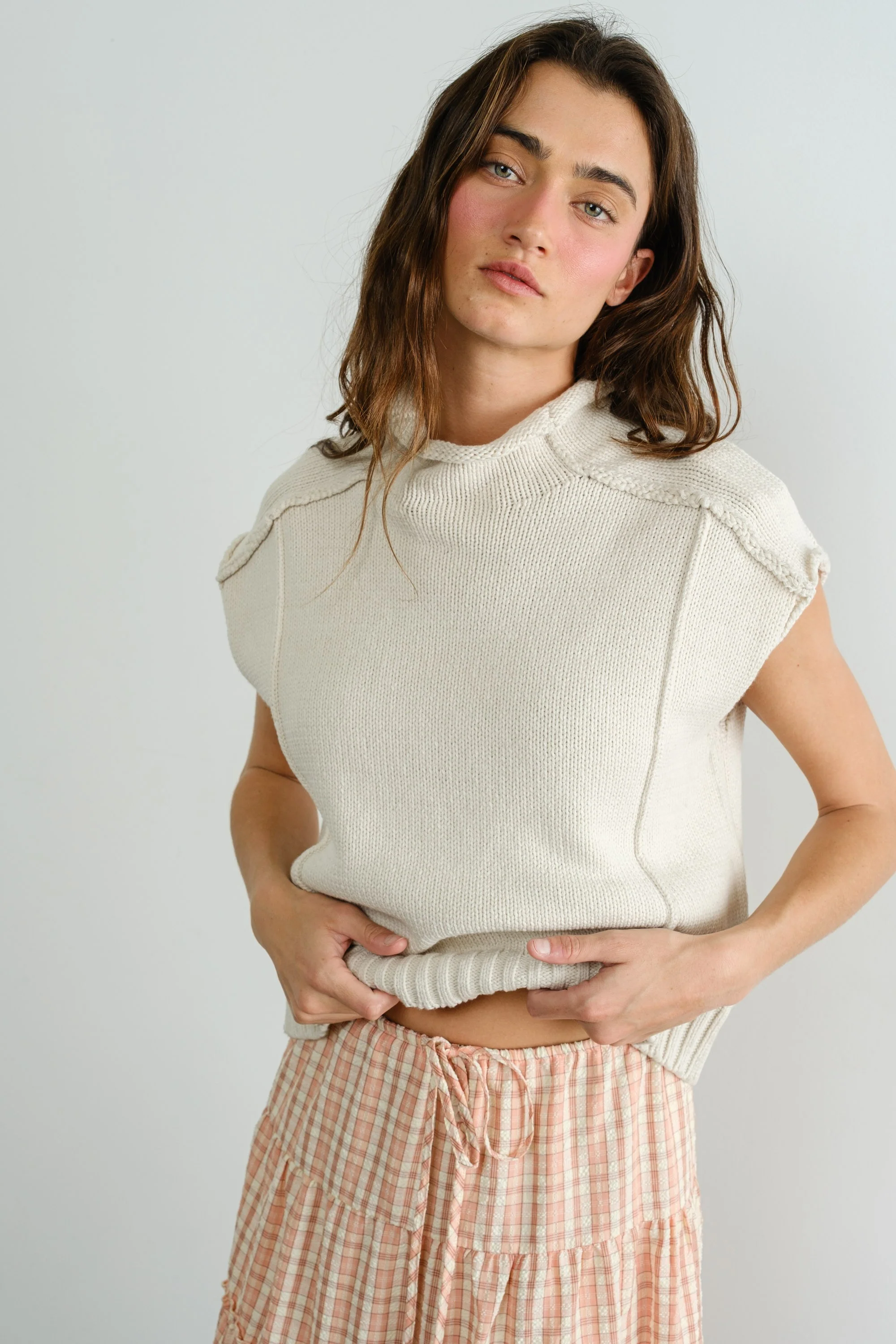Savannah Seam Detail Sleeveless Sweater