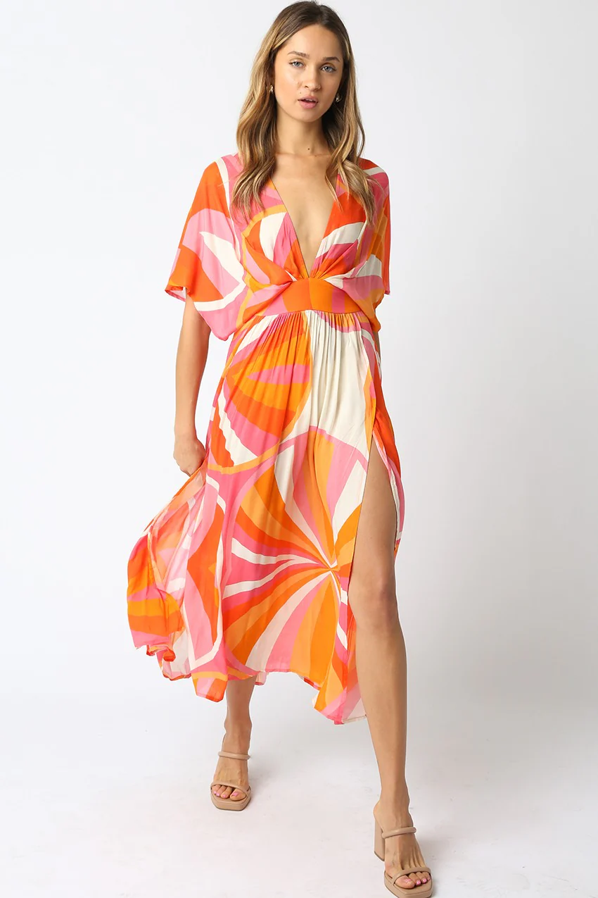 Palm Springs Deep V Maxi Dress