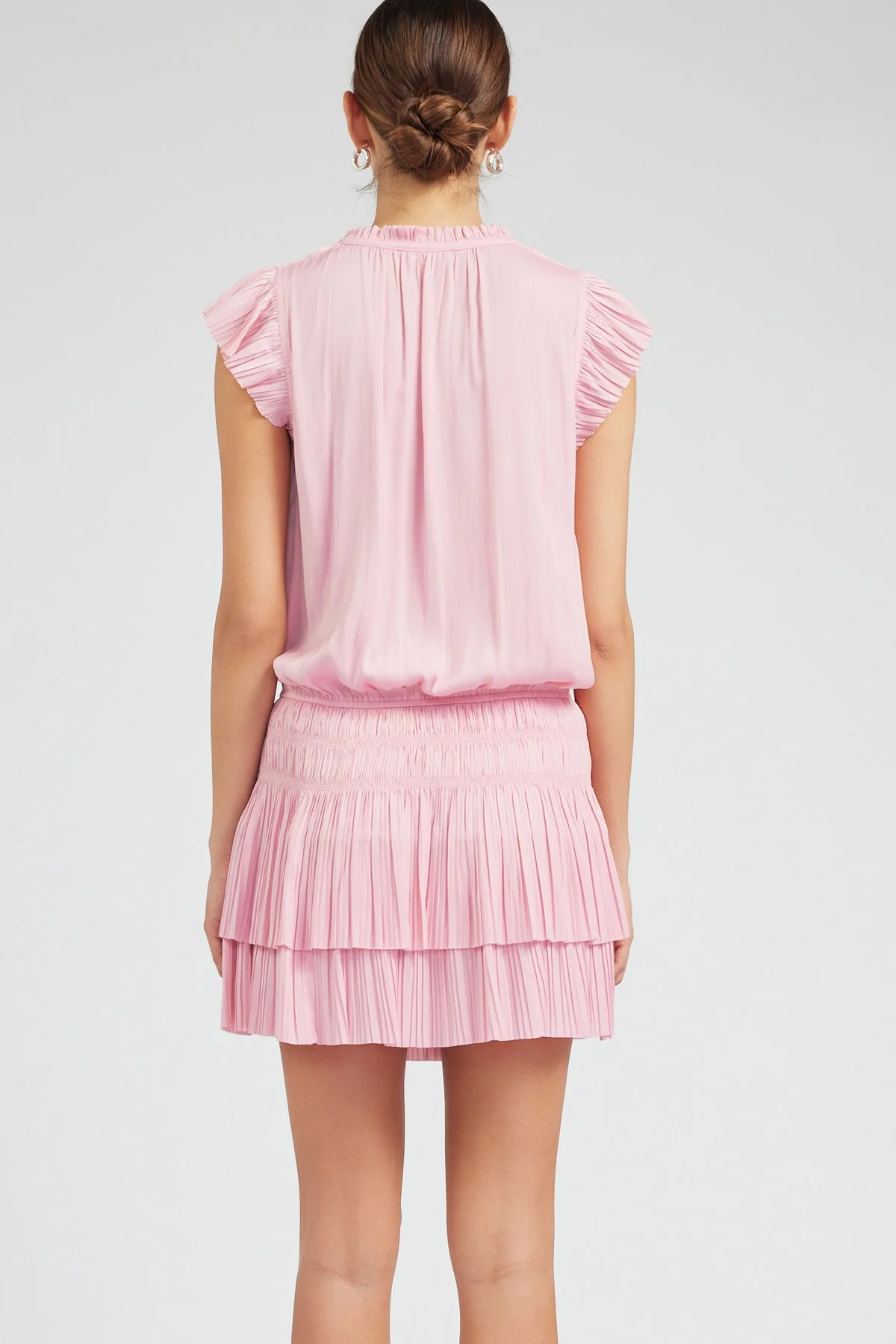 Newport Coast Mini Dress with Pleated Skirt in Pink