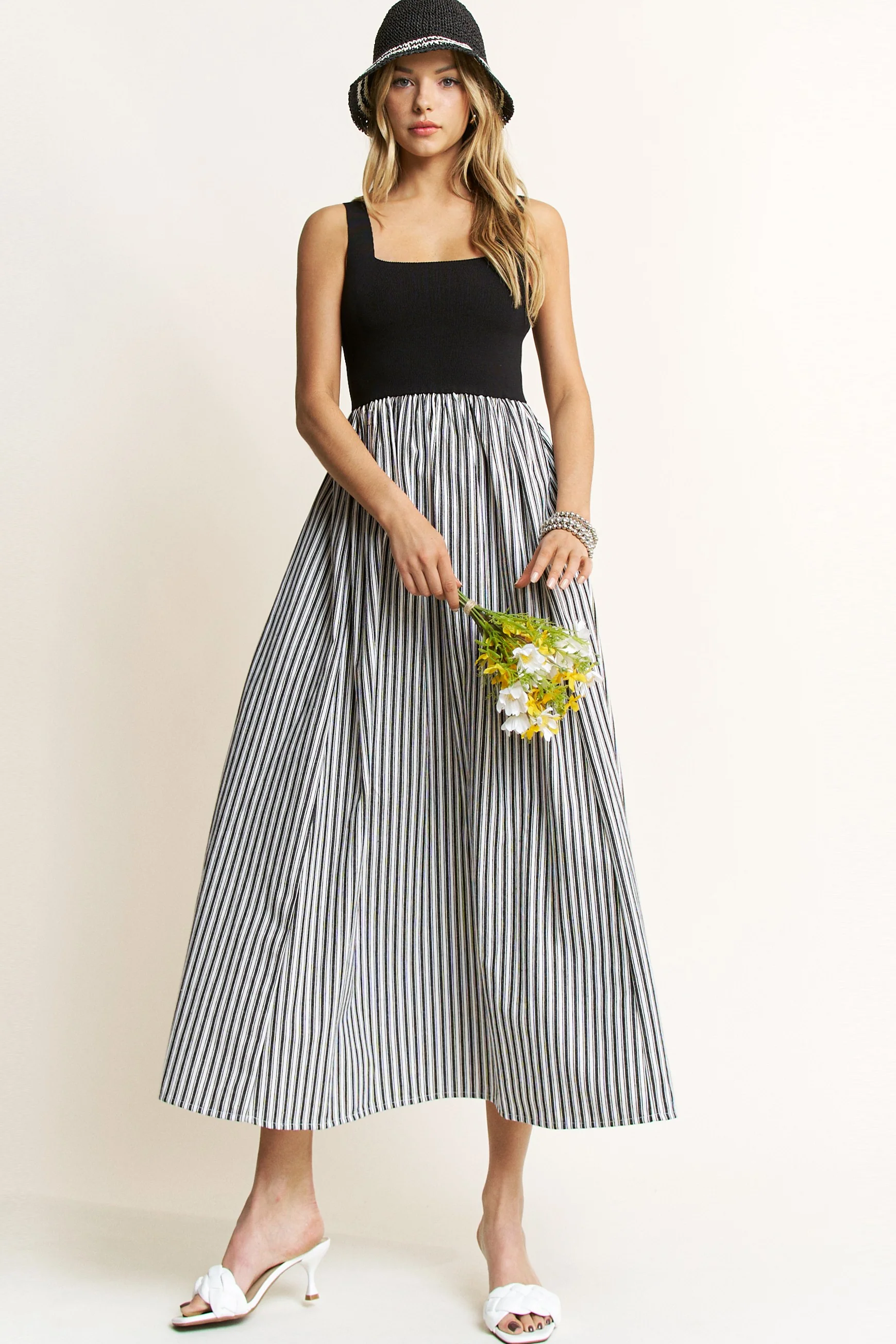 Derby Days Open Back Self Tie Stripe Maxi Dress