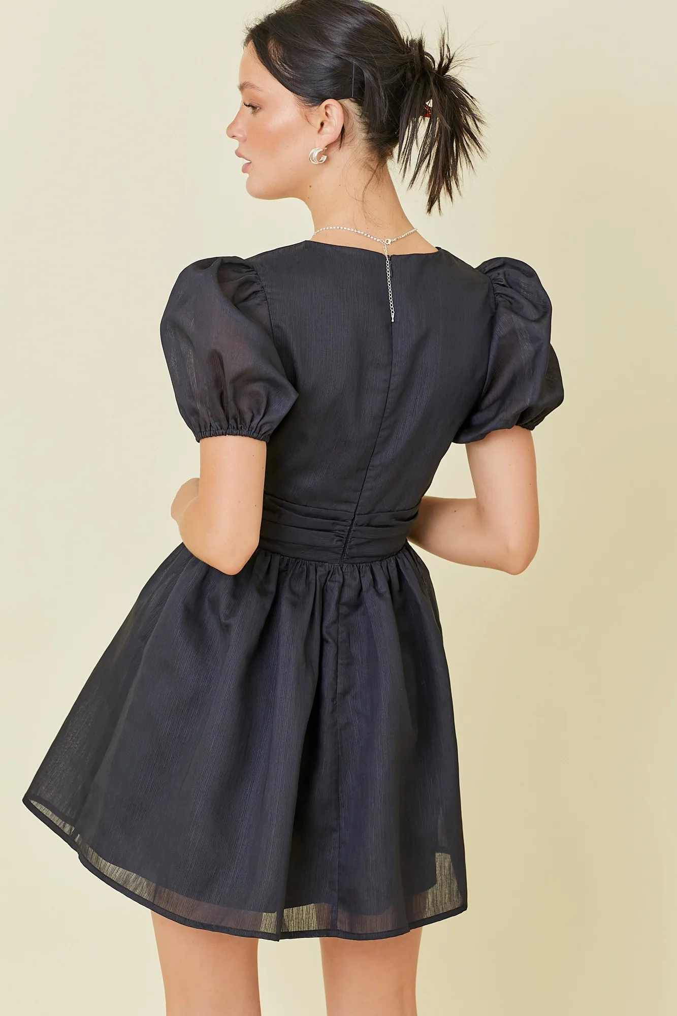 Alexis Deep V Bow Detail Black Party Dress