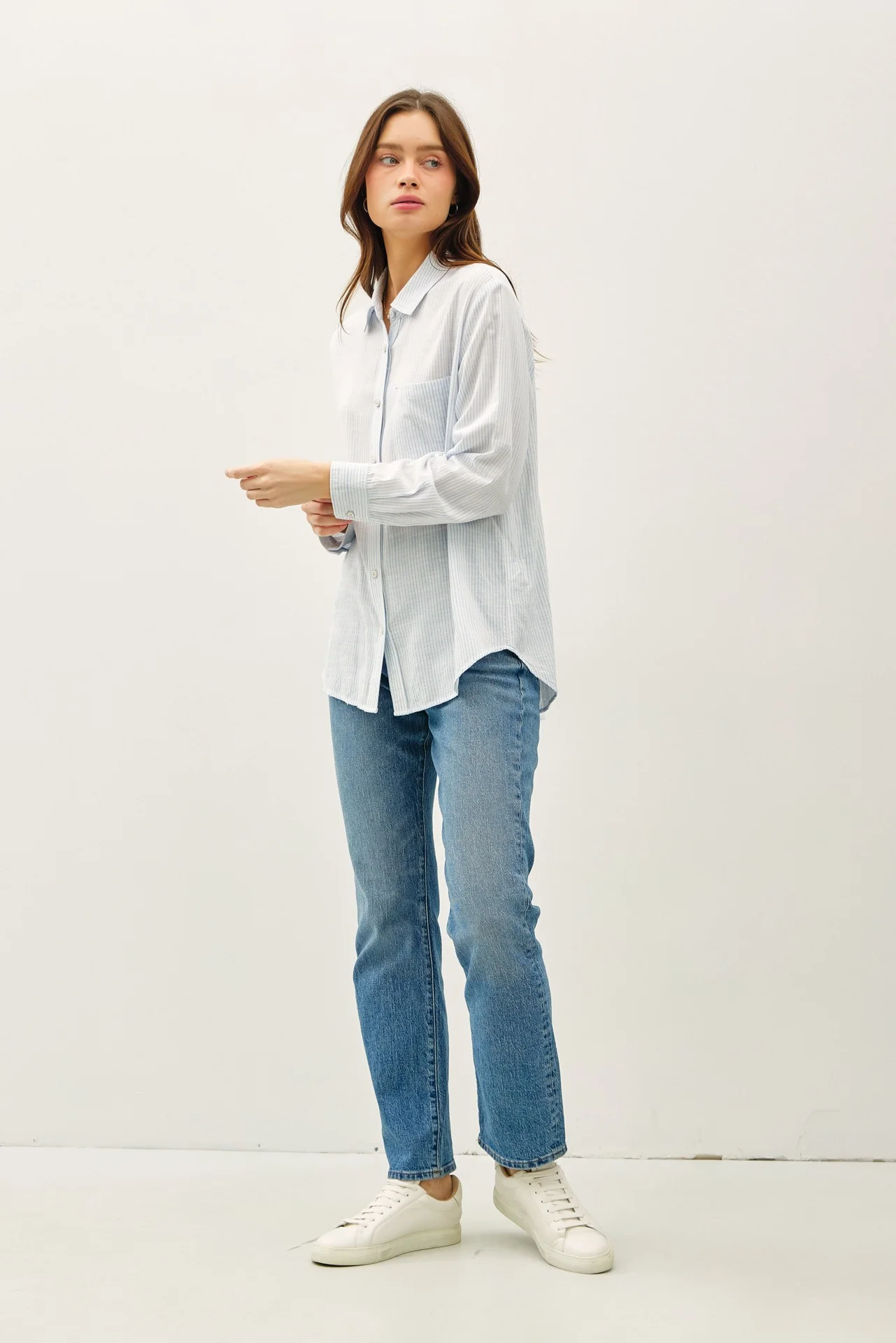 Baby Blue Classic Button Down Top