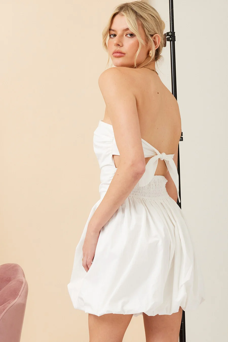 Limelight Strapless bubble skirt mini dress