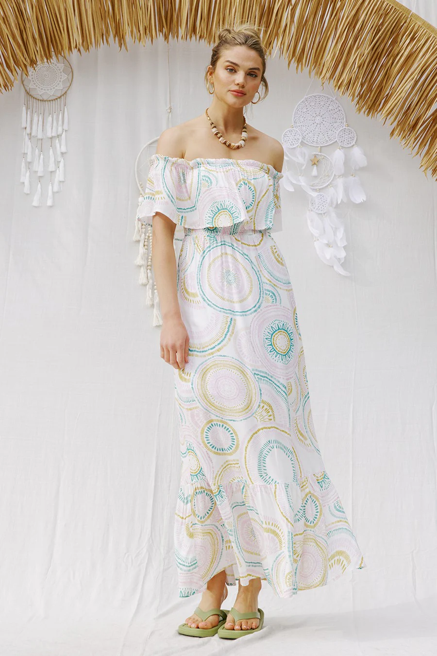 Circle in the Sand Off Shoulder Maxi dress FINAL SALE
