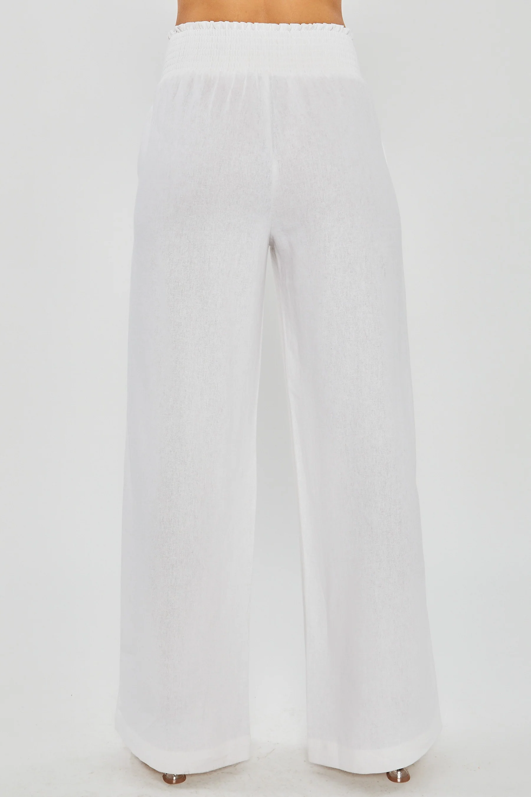 Pierside Linen Smocked Waist Beach Pant