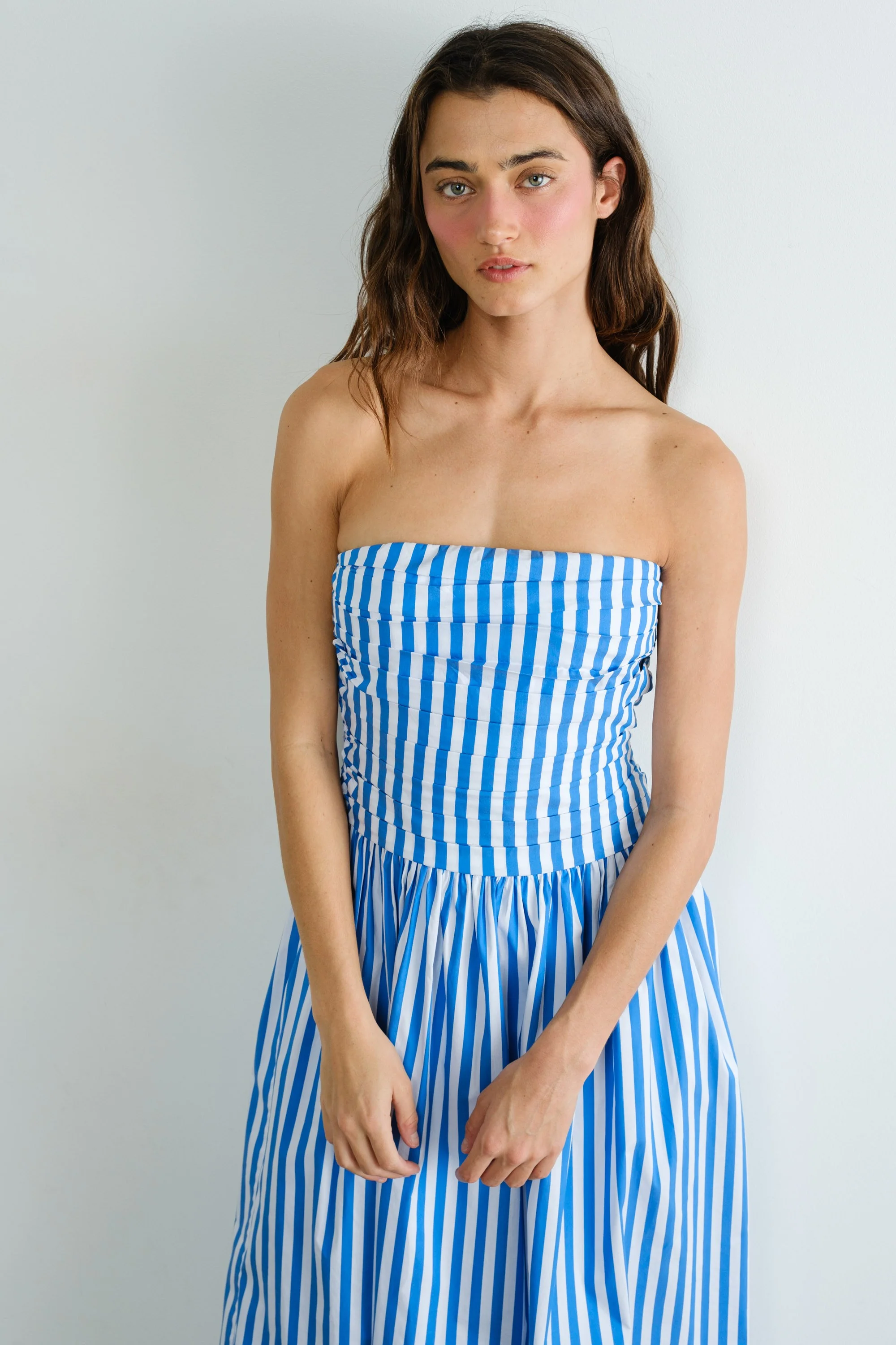 Beachside Striped Strapless Dress
