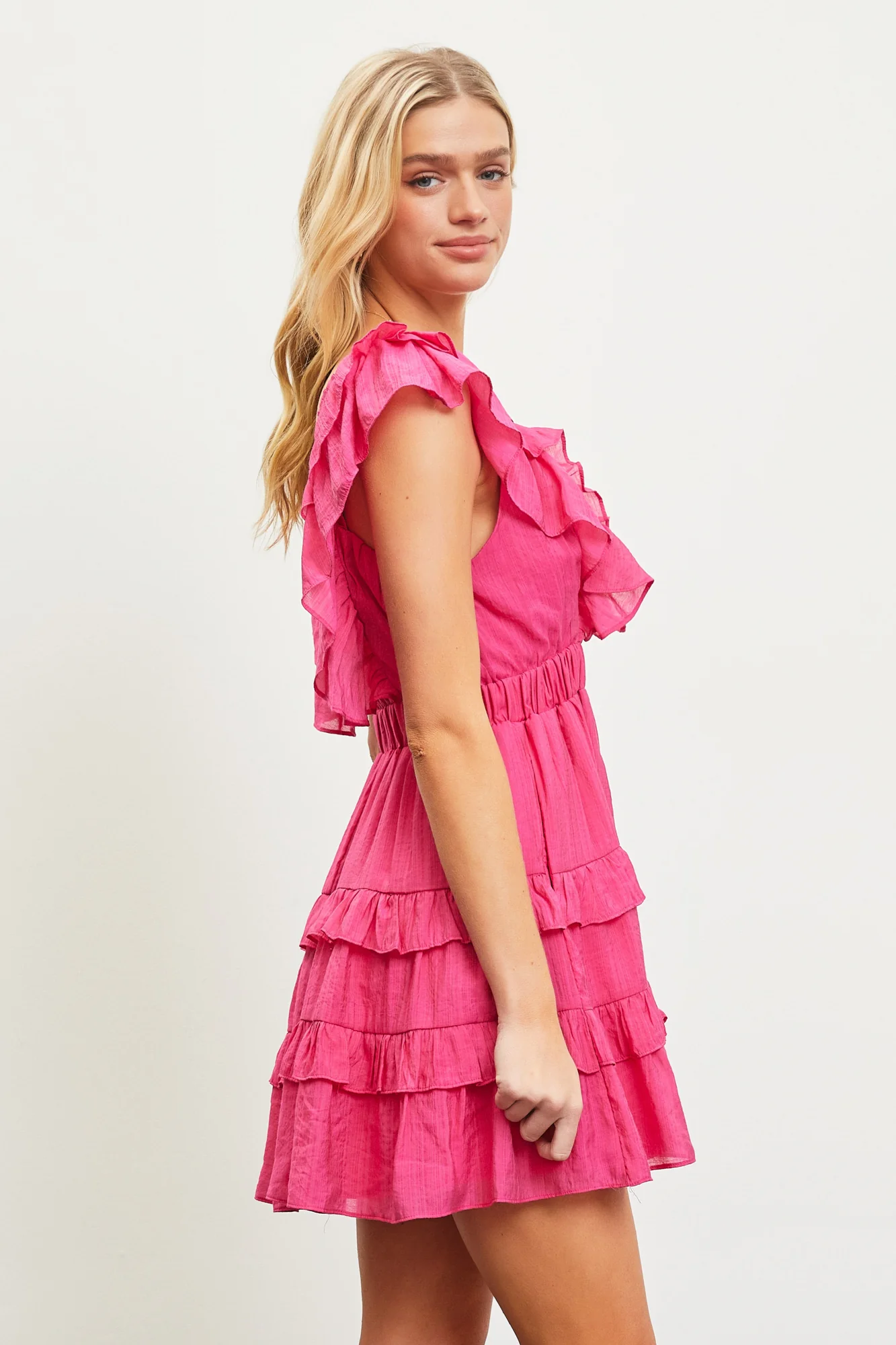 Summer Ruffle Top Dress in Fuchsia FINAL SALE