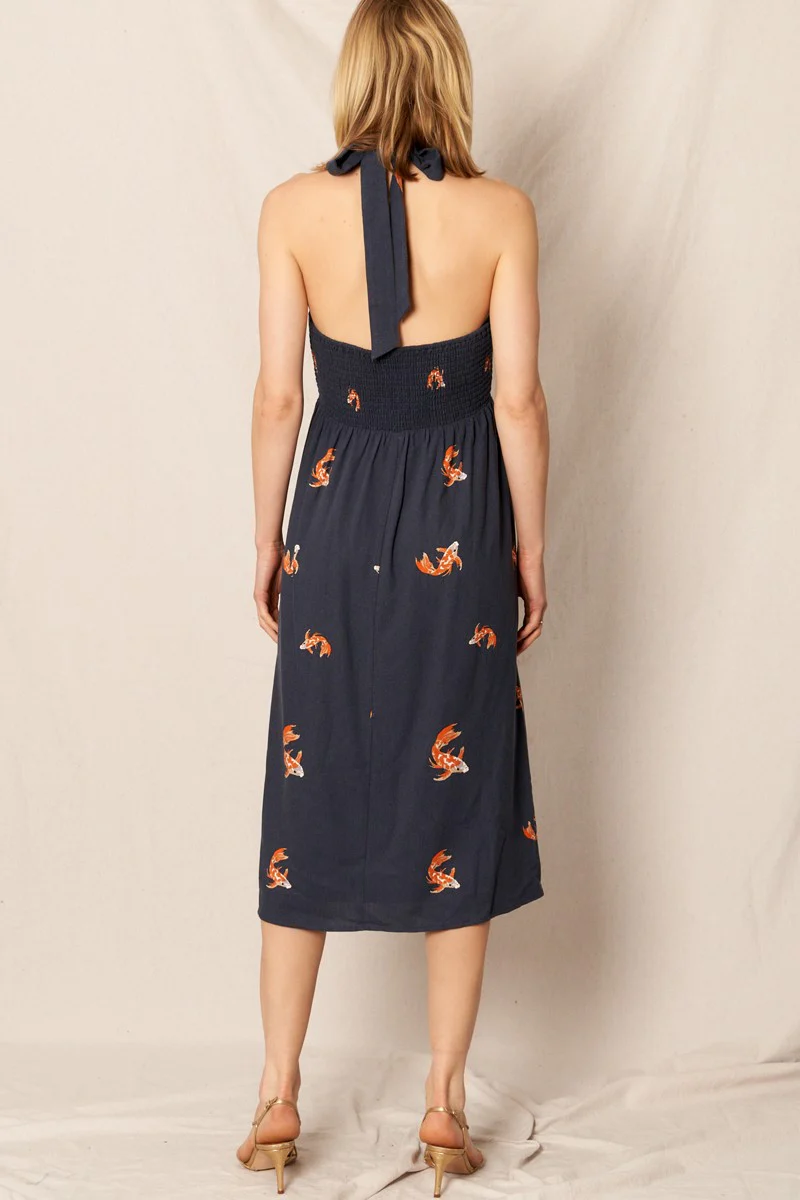 Koi Halter Midi Dress