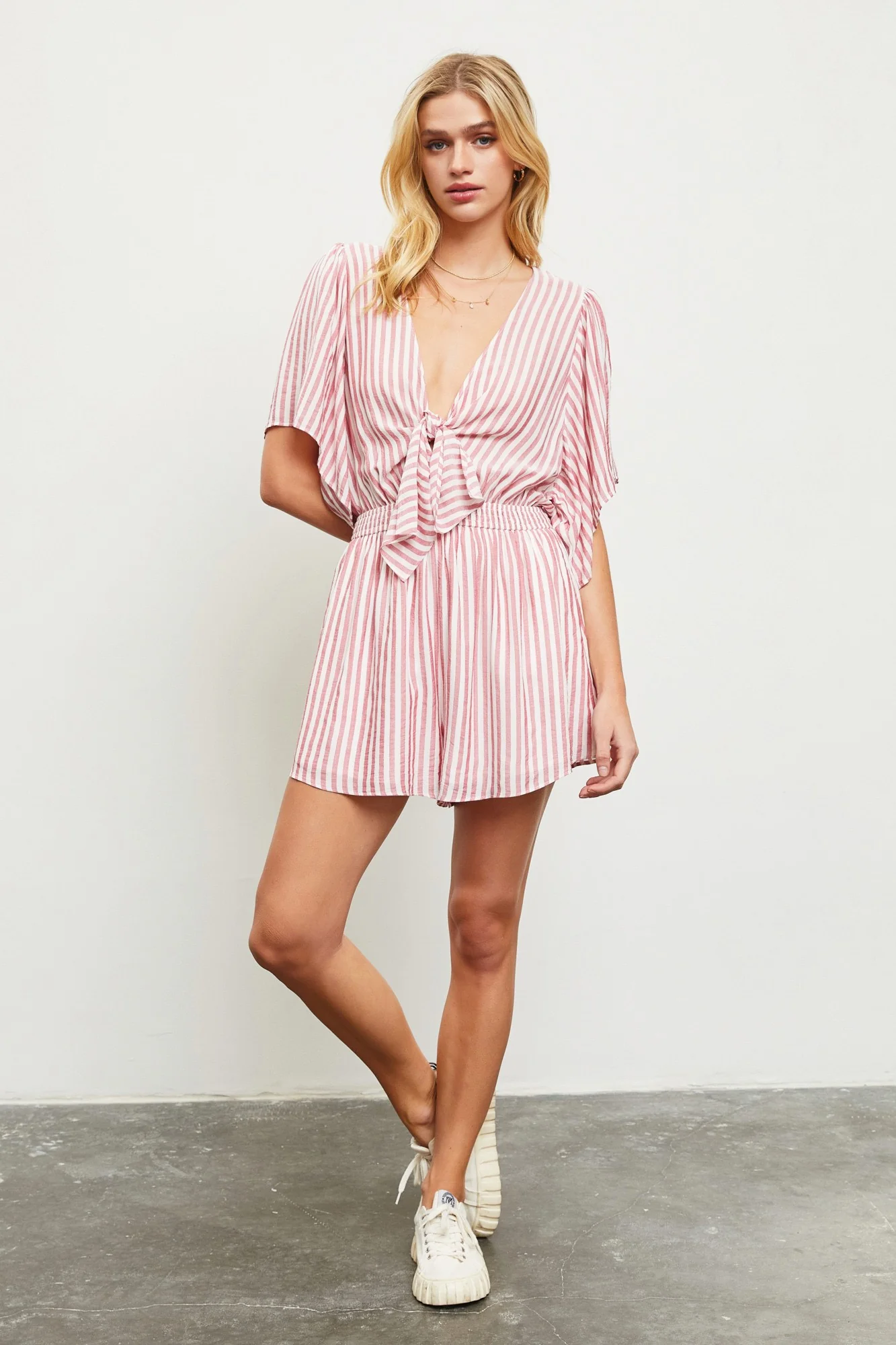 Bethanny Stripe Romper in Red FINAL SALE