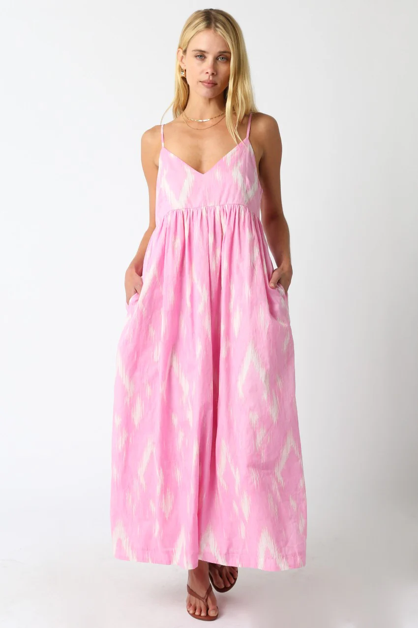 Soft Pink Ikat Maxi Dress
