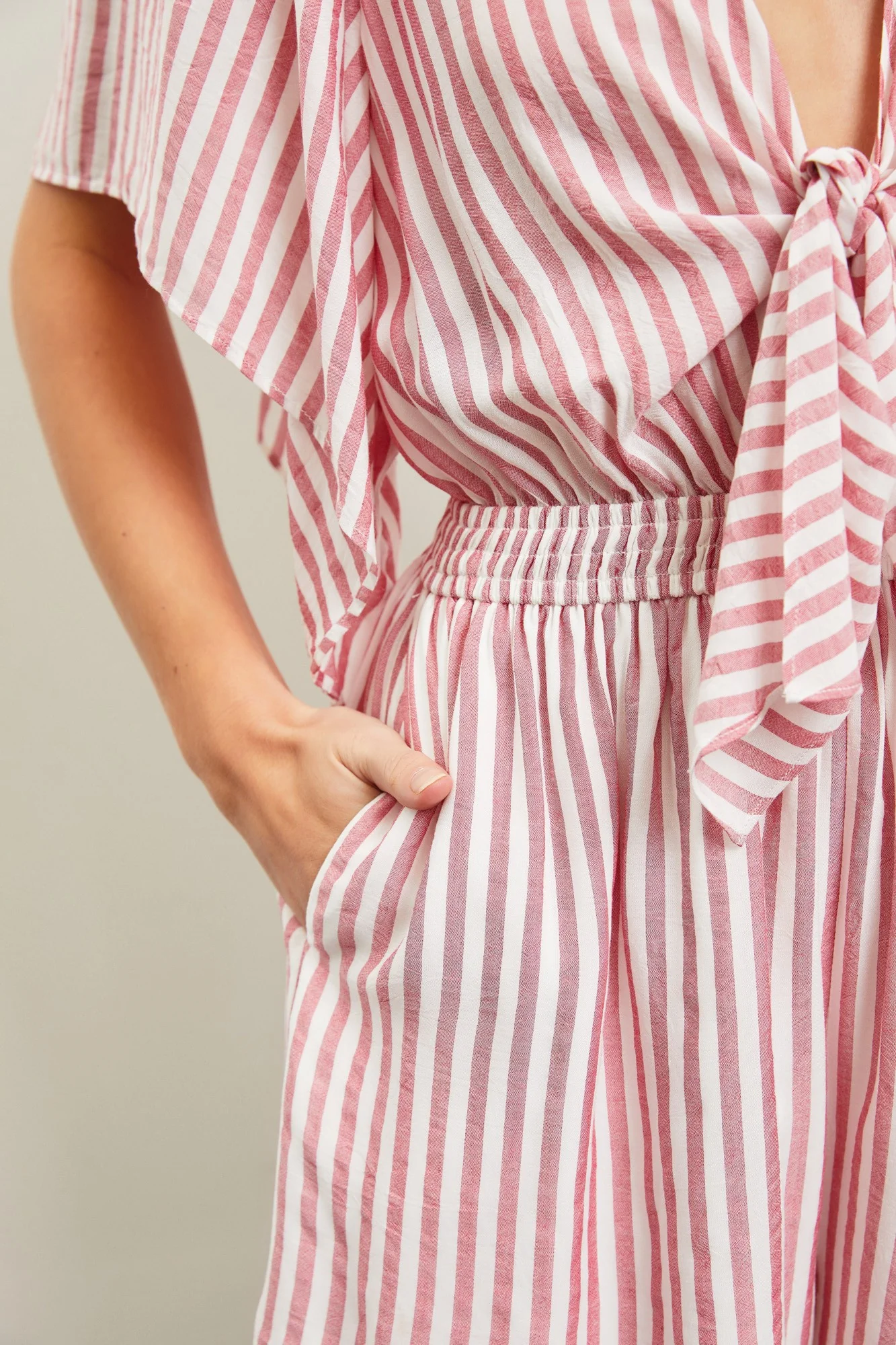 Bethanny Stripe Romper in Red FINAL SALE
