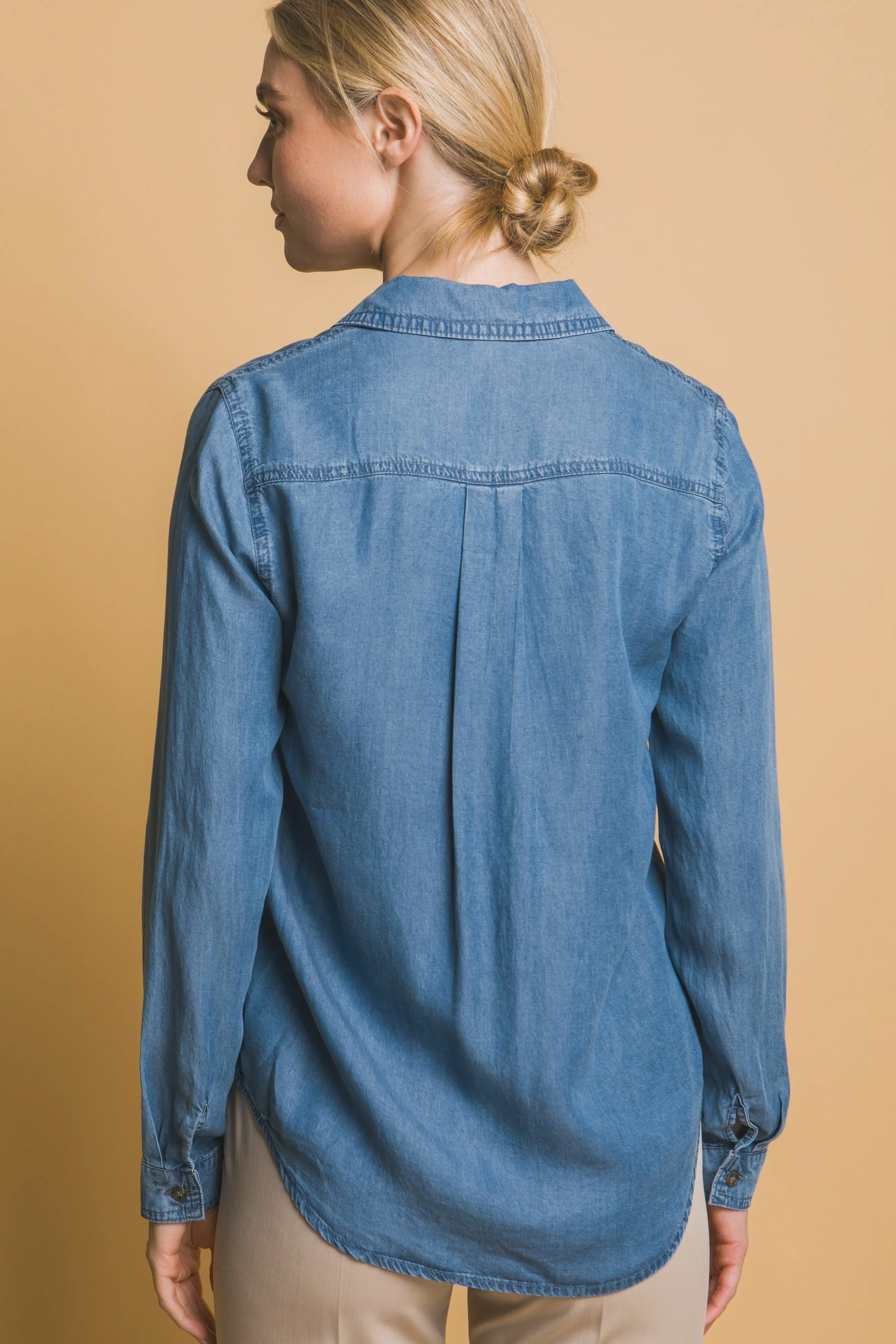 Classic Chambray Button Down Top