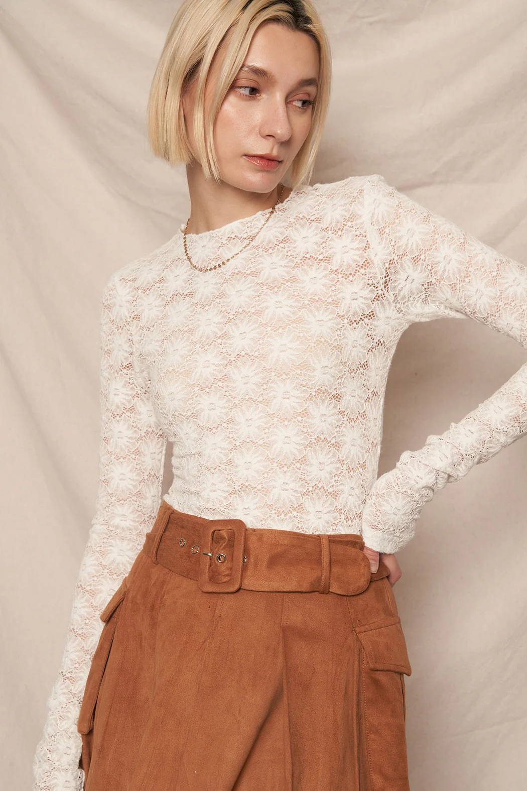 Only You Semi Sheer Lace Top