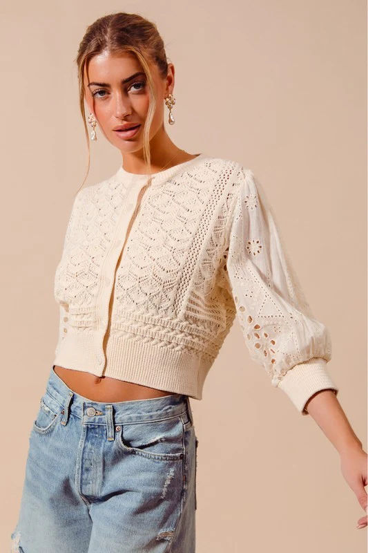 Everybody's Free Crochet Mix Eyelet Cardigan