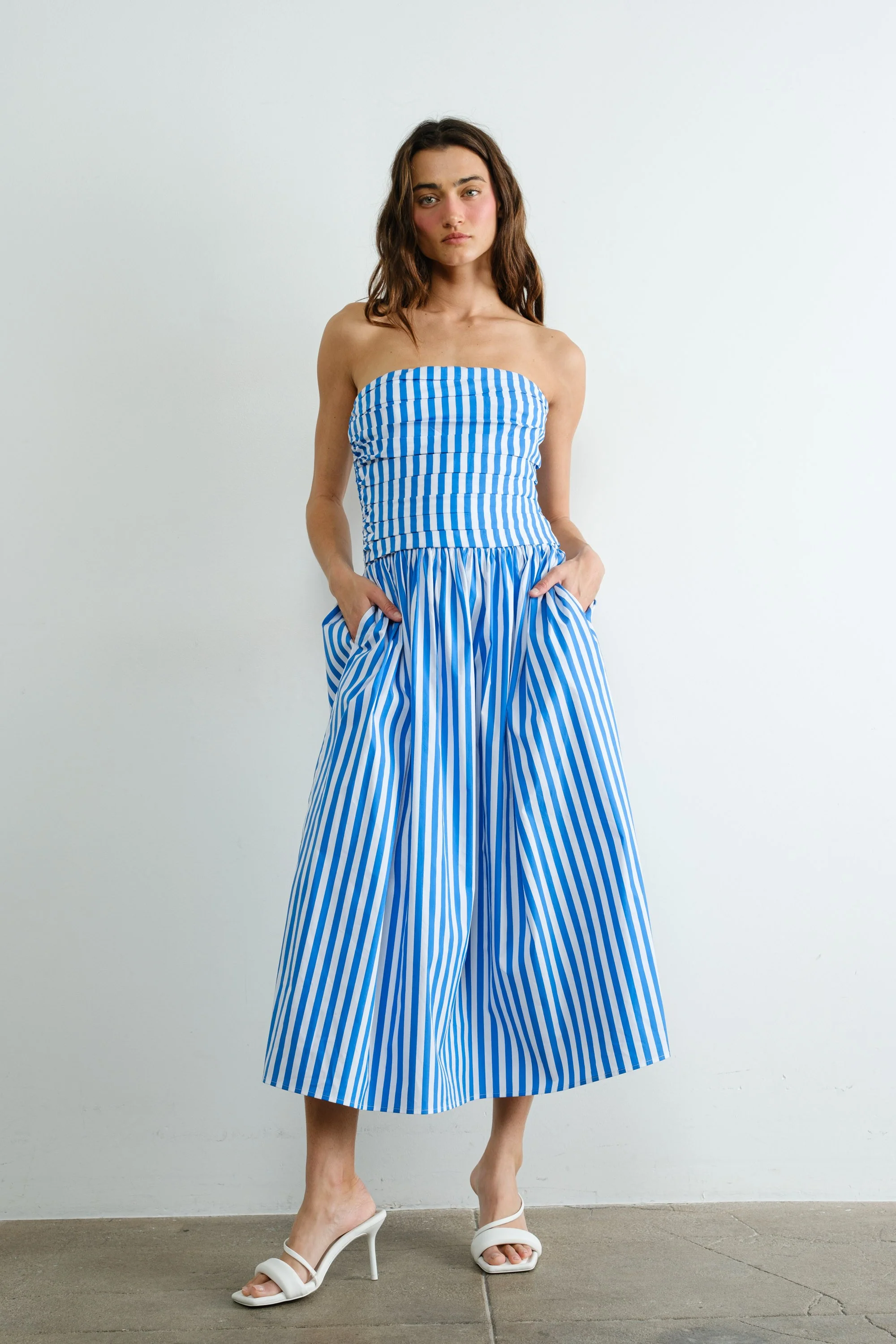 Beachside Striped Strapless Dress