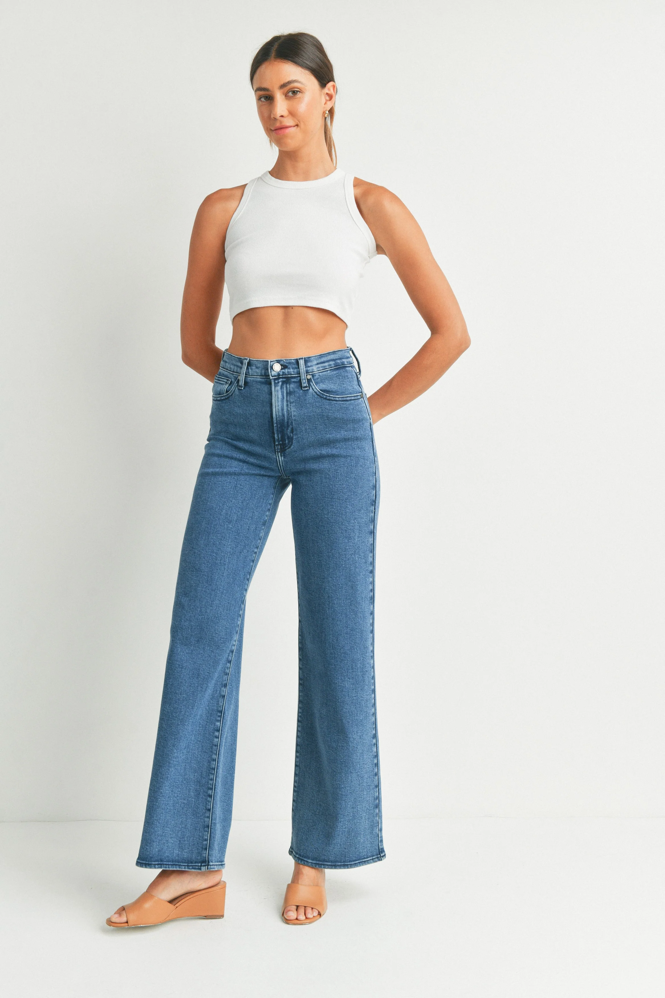 Delaney Wide Leg Palazzo Jean Medium Denim