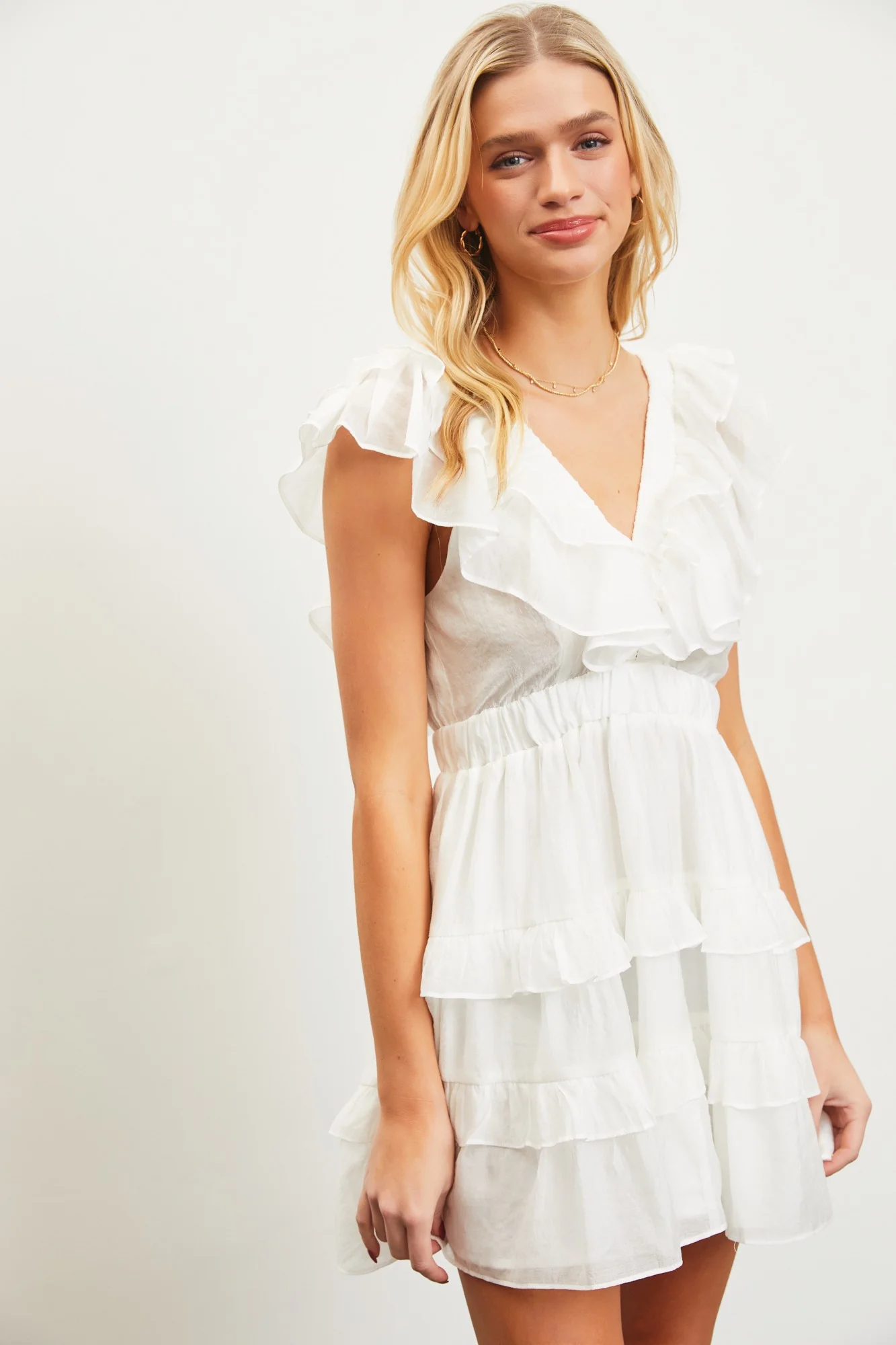 Summer White Ruffle Top Dress