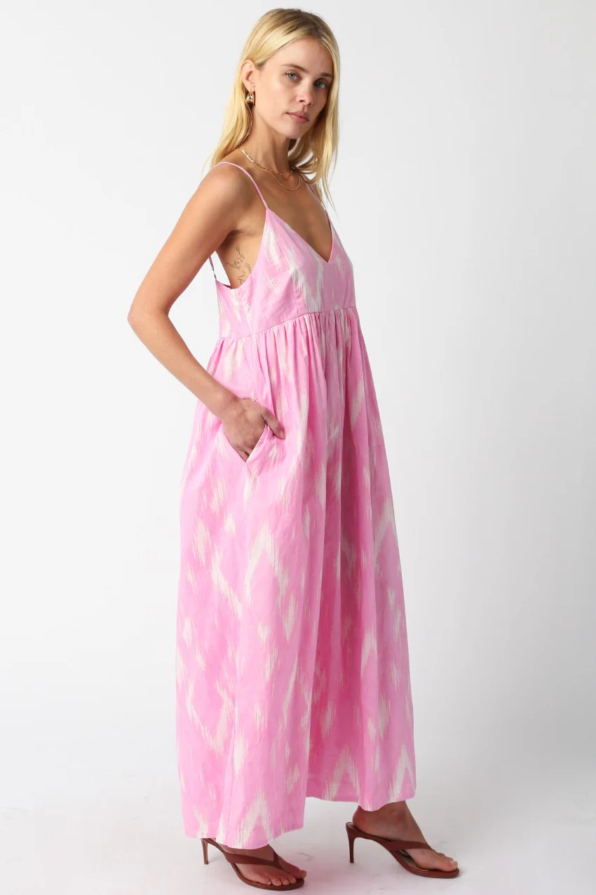 Soft Pink Ikat Maxi Dress