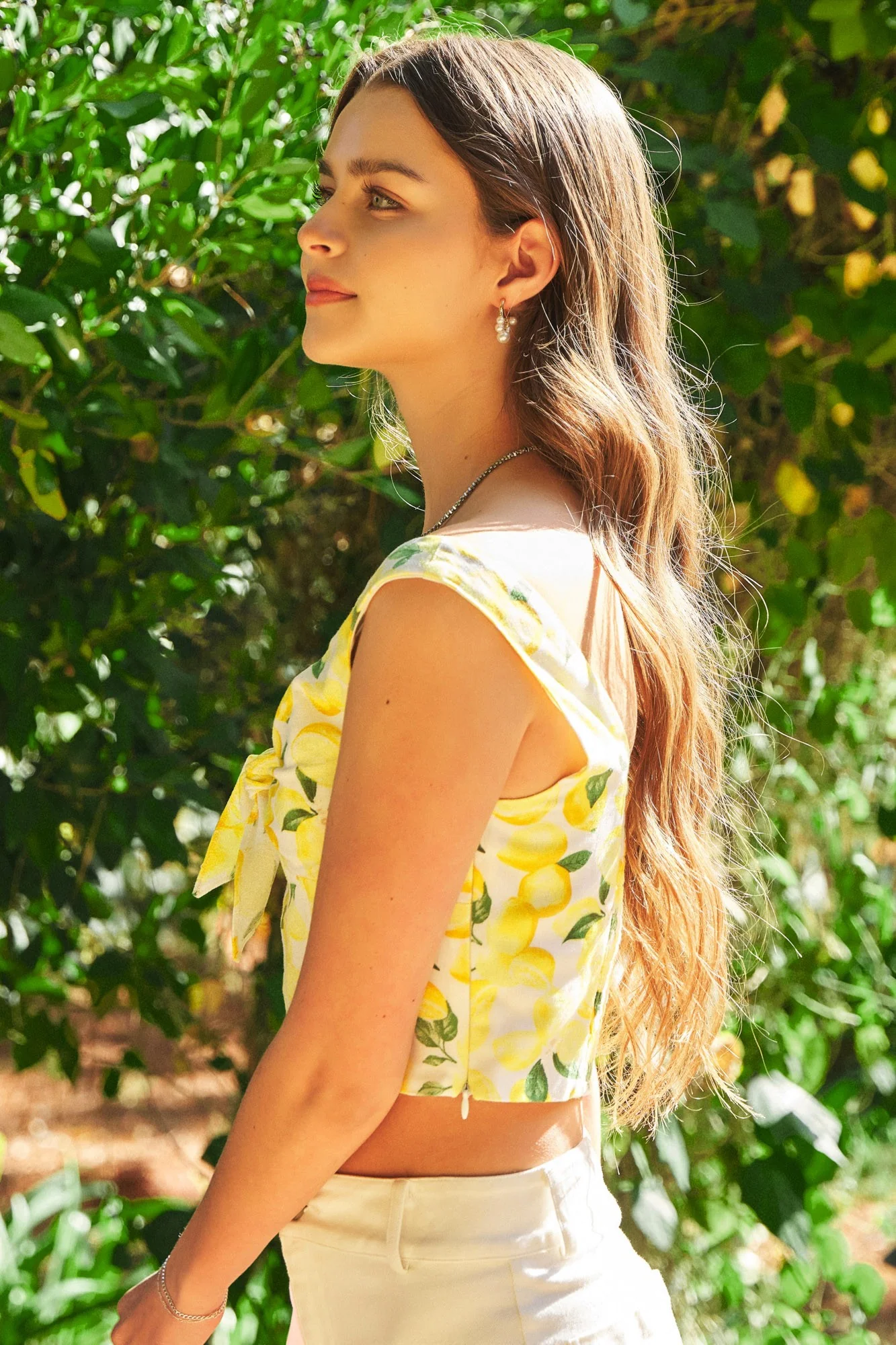 Lemon Drop tie Front Crop Tank