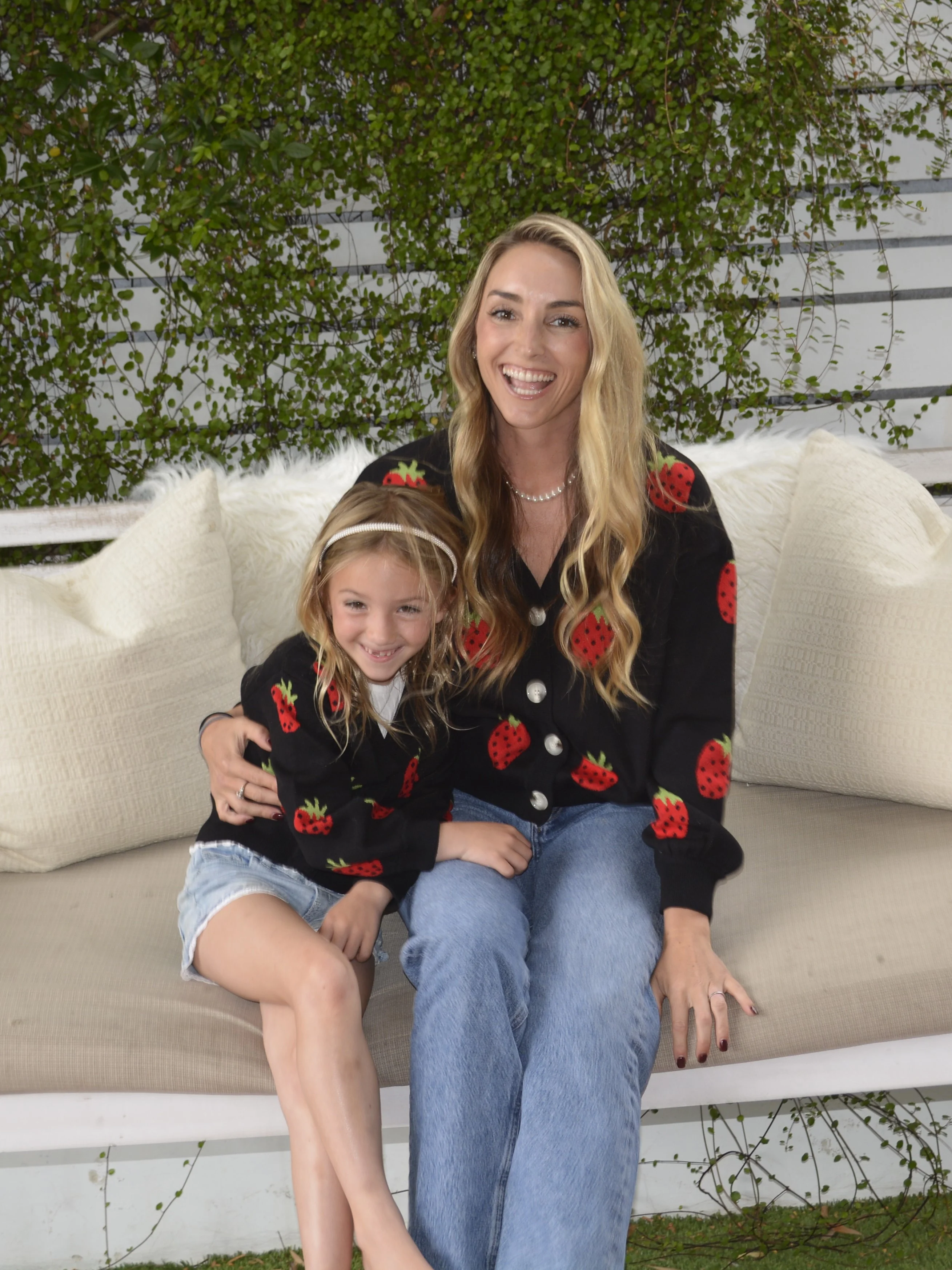 Mommy and Me Picking Strawberries Cardigan Sweater Mommy Daughter Bundle