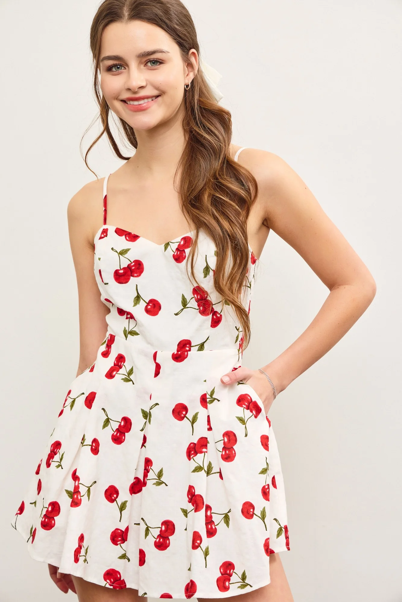 Cherry Print Skort Cami Dress