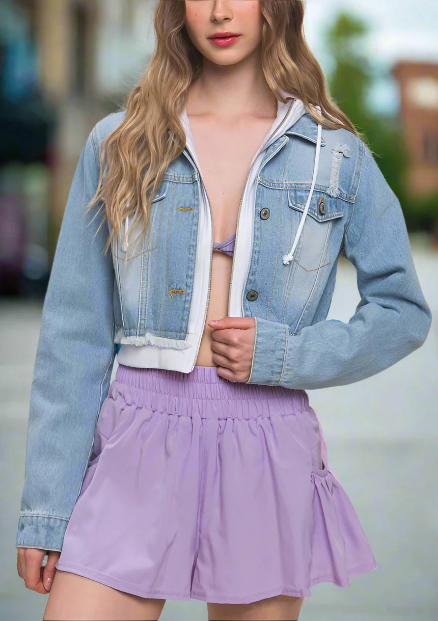 The City Cropped Layered Denim Jacket
